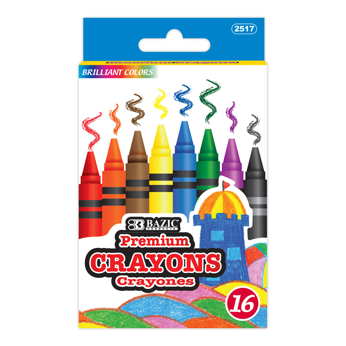 BAZIC Premium Crayons, 16 Assorted Colors, Non-Toxic