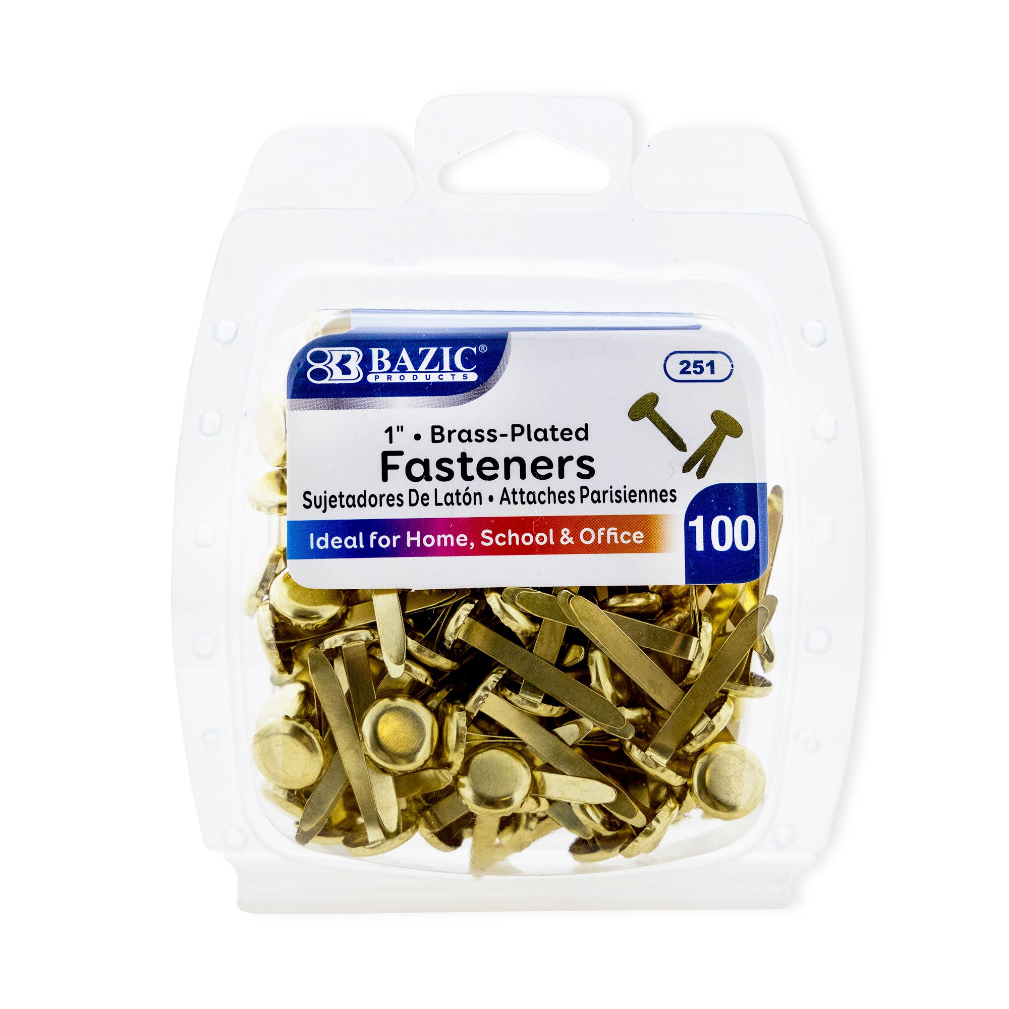 BAZIC 1" Brass Fastener (100/Pack) Bazicstore