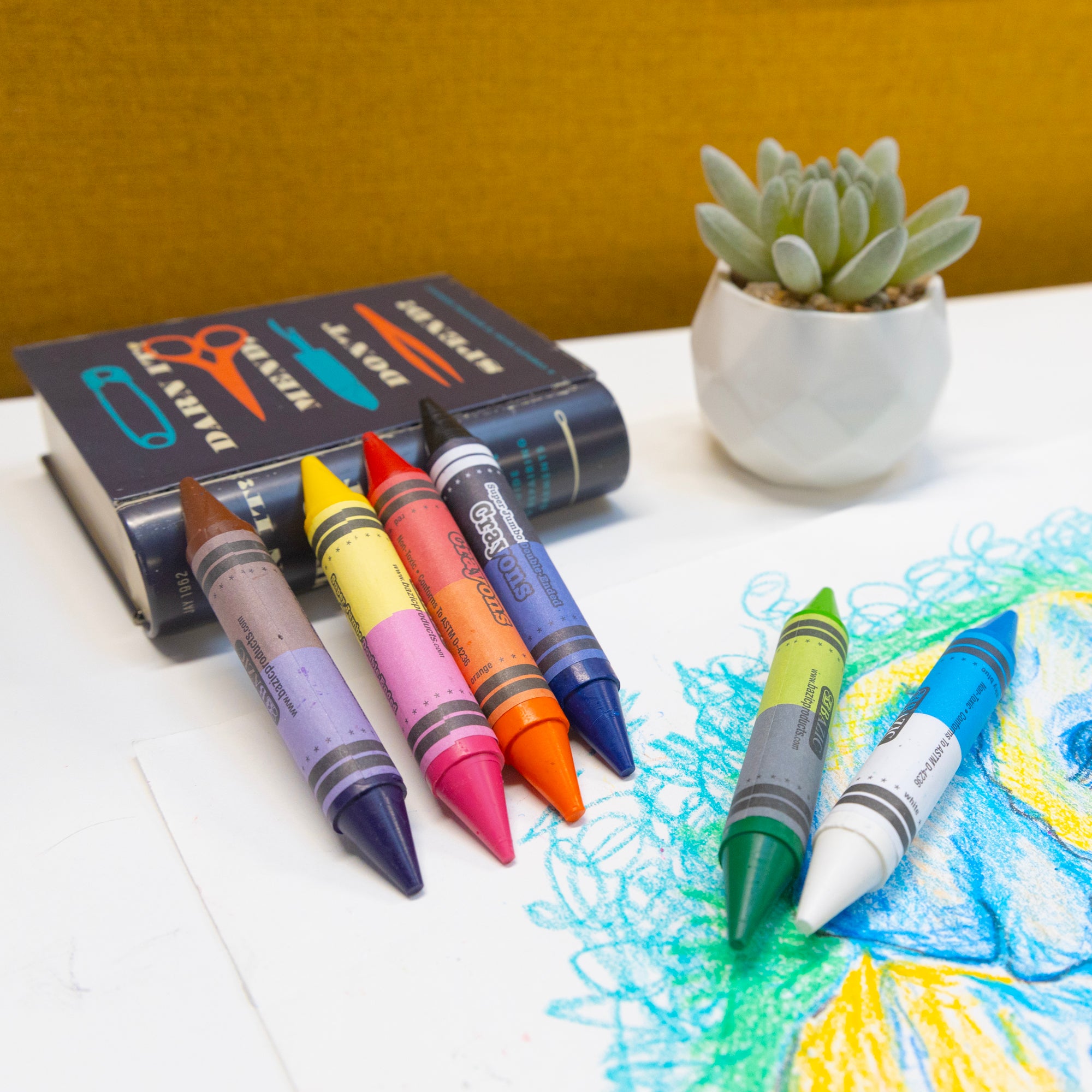 12 Color Super Jumbo Crayons, 6 Count, Paraffin Wax Crayons
