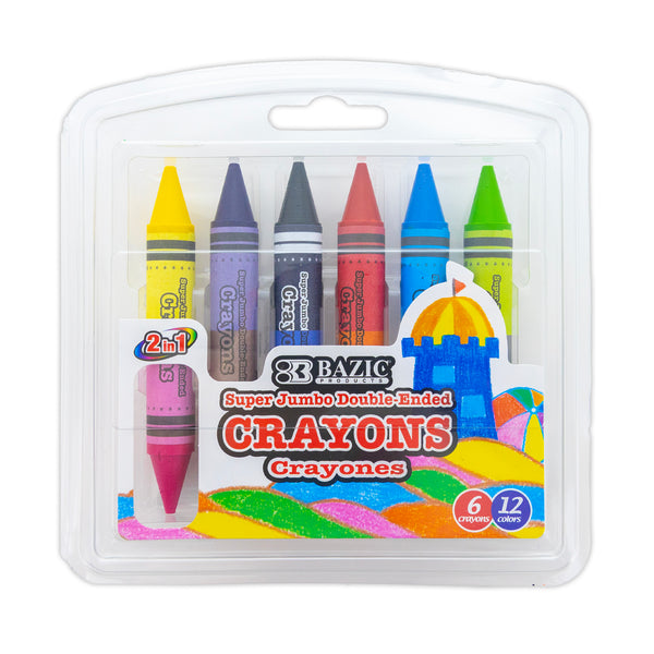 BAZIC 12 Color Double-Ended Premium Super Jumbo Crayons – BAZIC Store