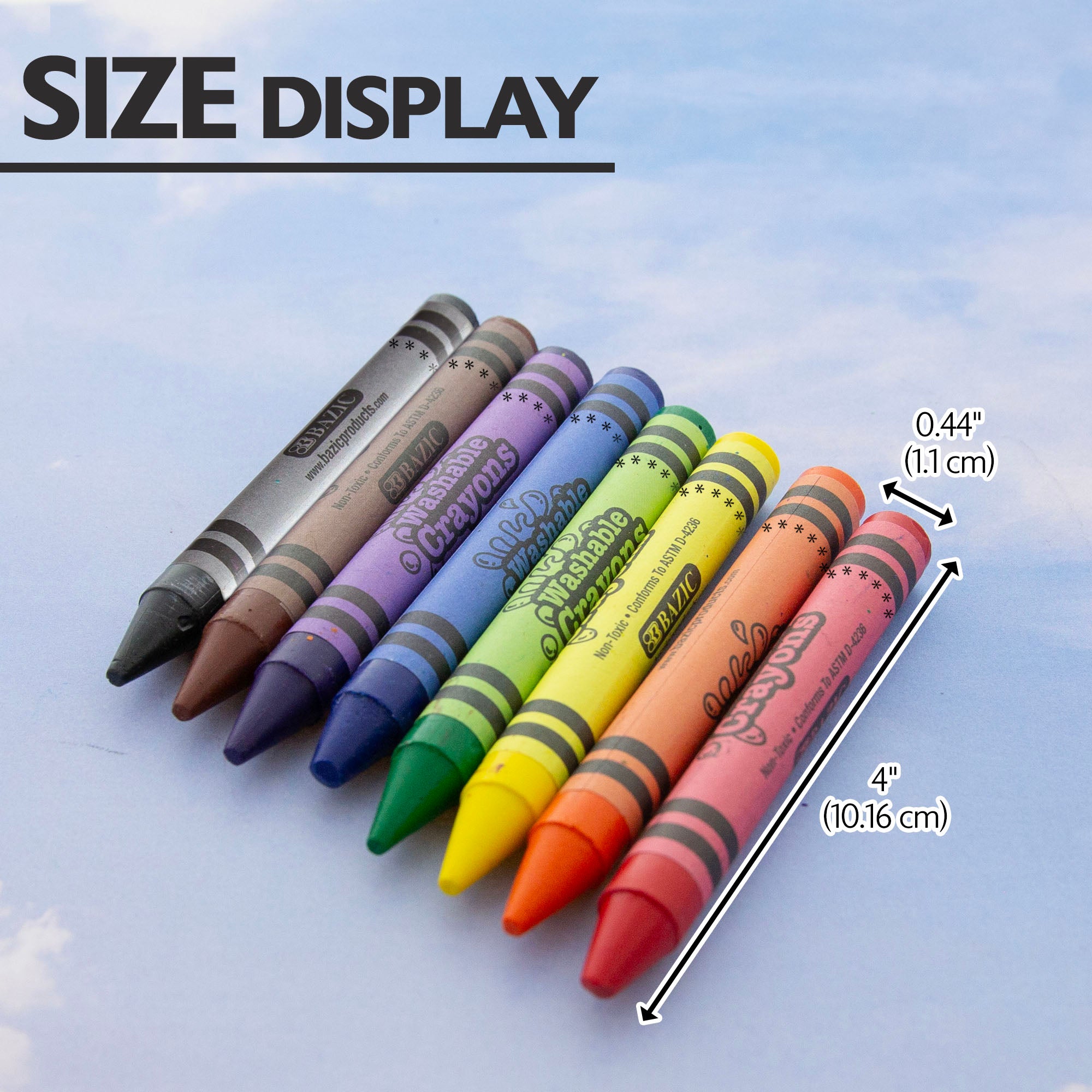 Washable Jumbo Crayons, 8 Colors, Non-Toxic – BAZIC Store