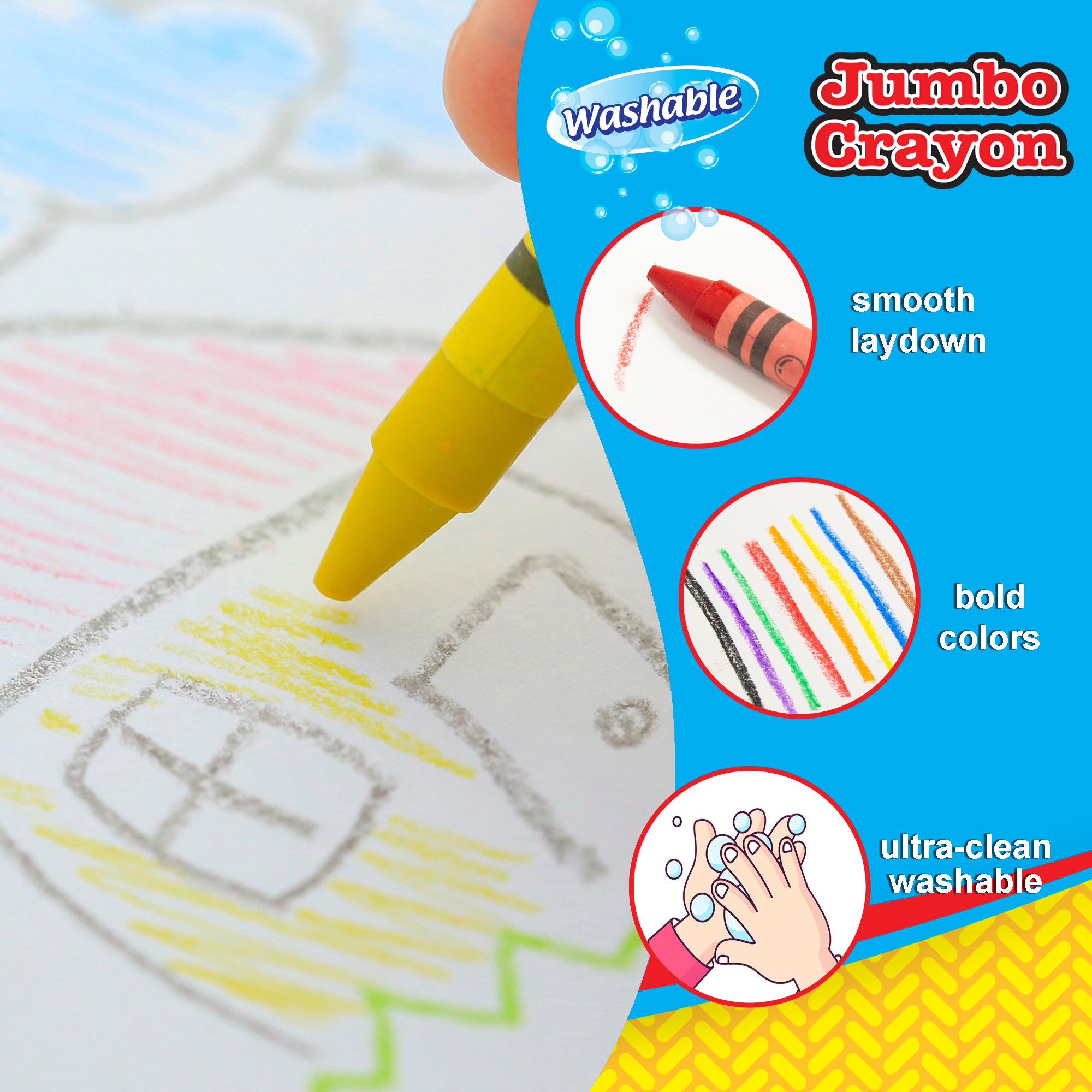 8 Color Washable Premium Jumbo Crayons