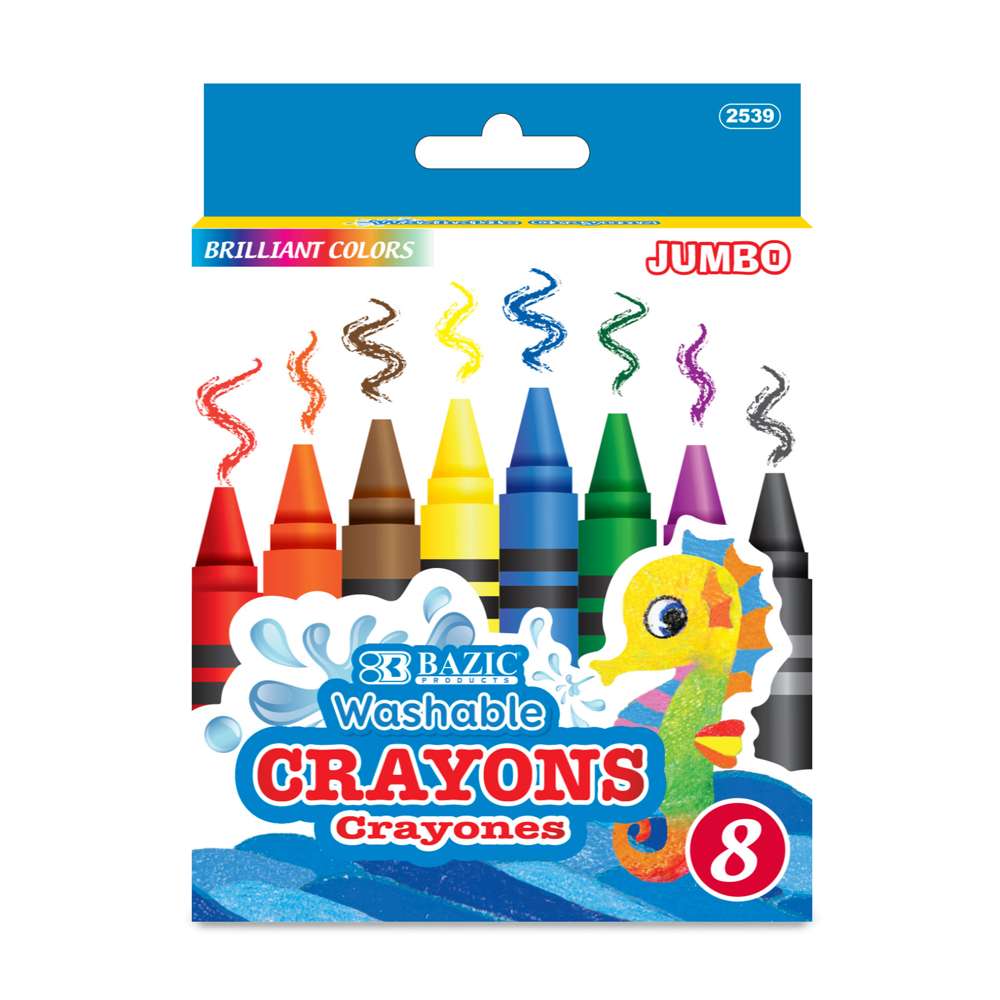Premium Washable Jumbo Crayons  8 Color
