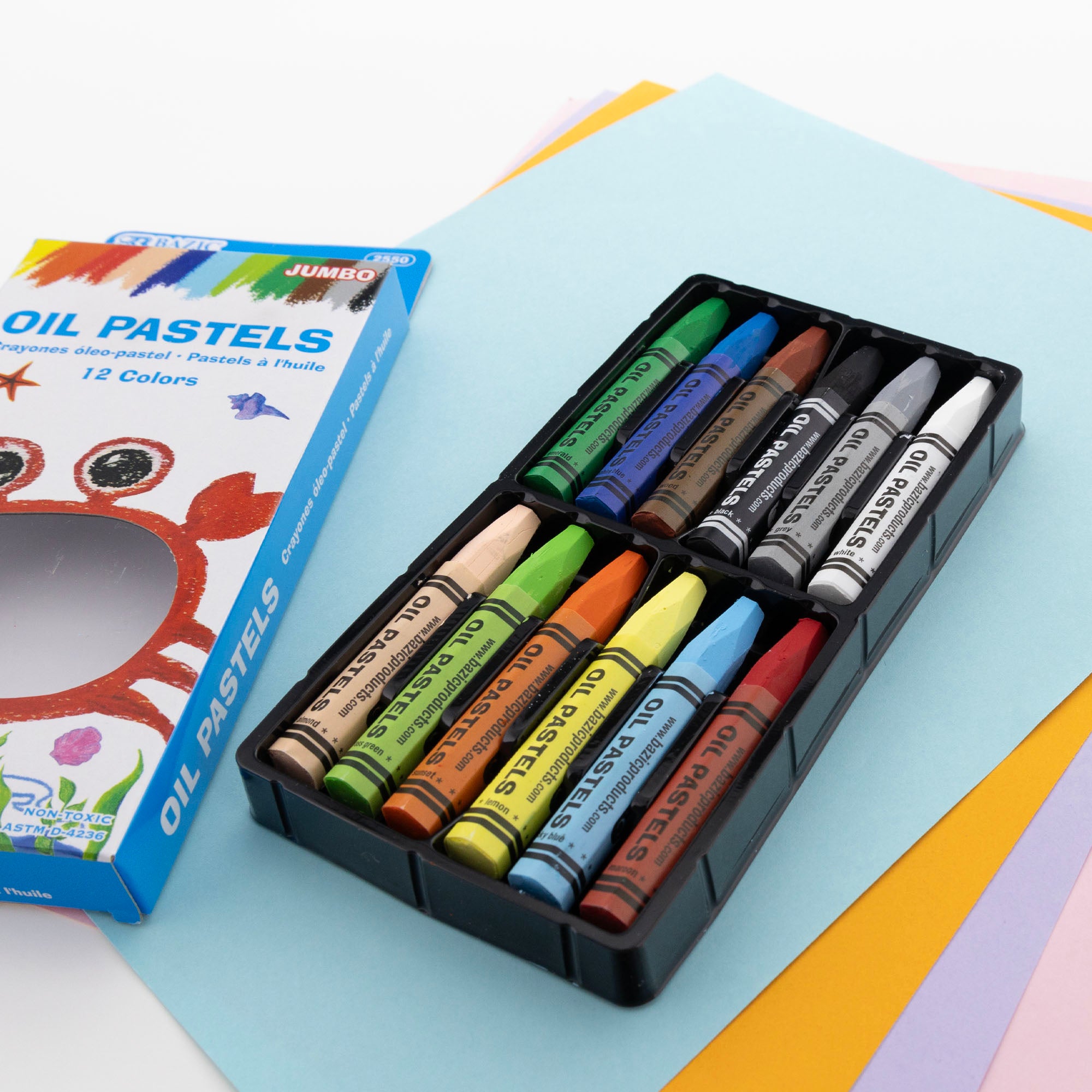 Oil Pastels, Jumbo, 12 Colors, Non-Toxic