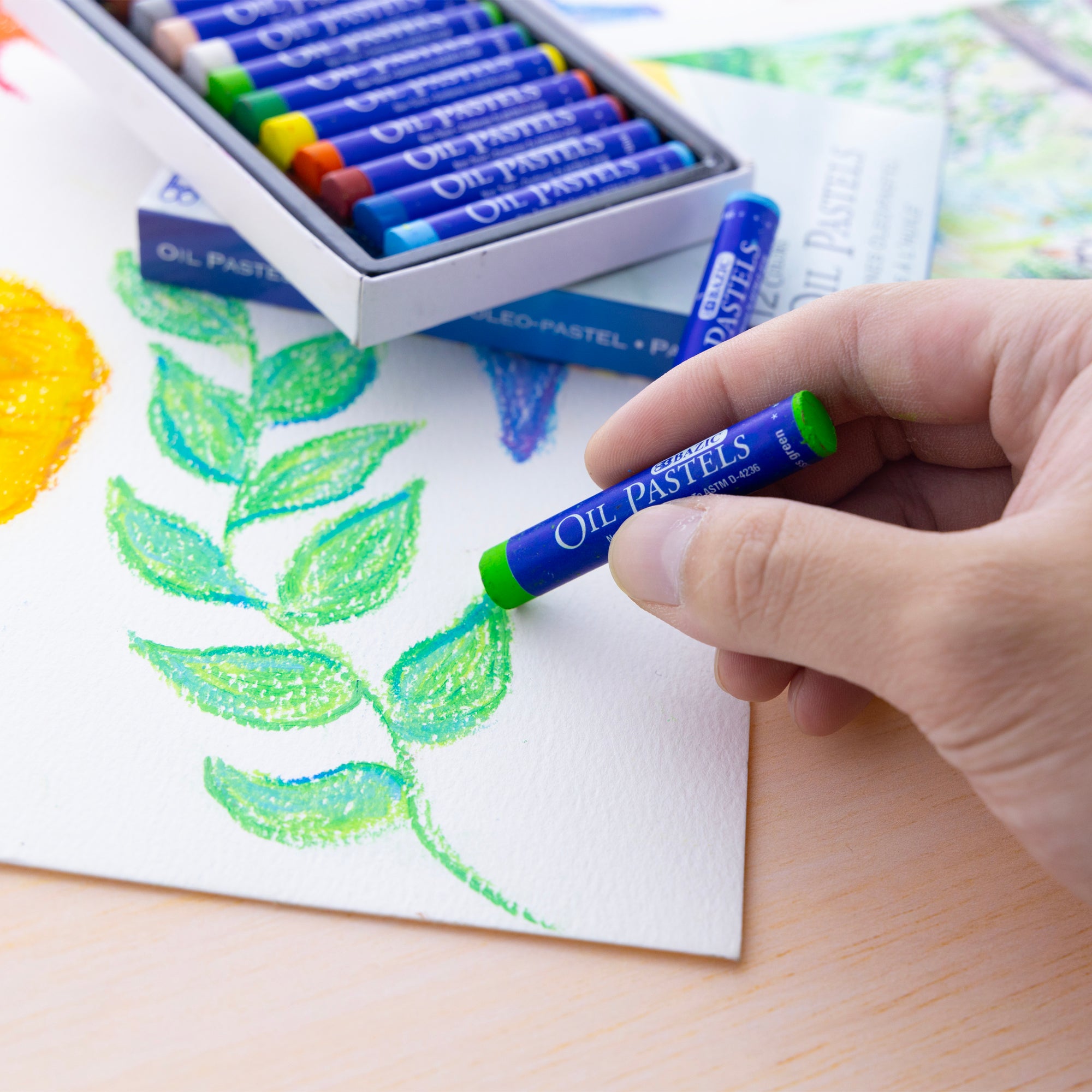 12 Color Oil Pastels, for Kids School Coloring