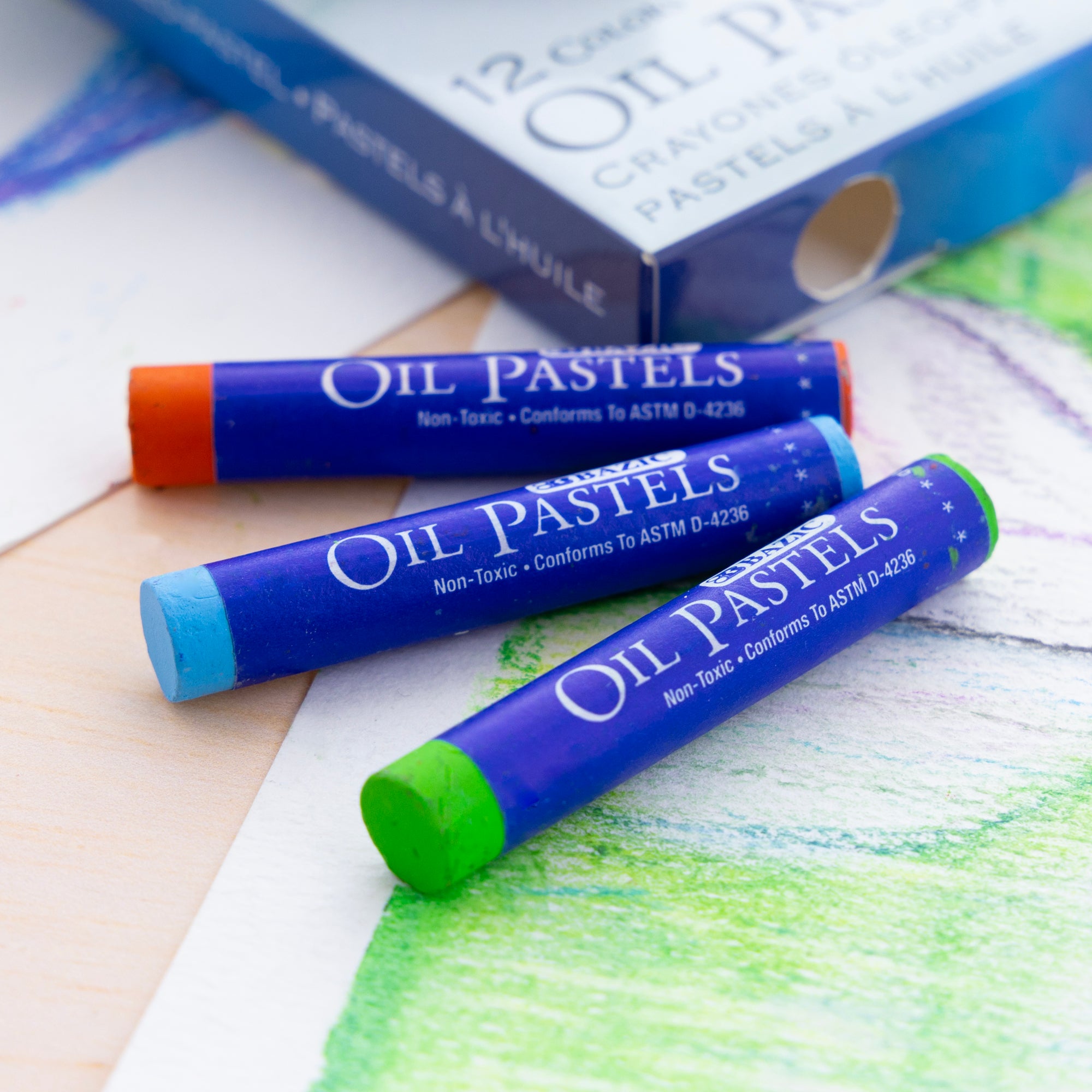 12 Color Oil Pastels, for Kids School Coloring
