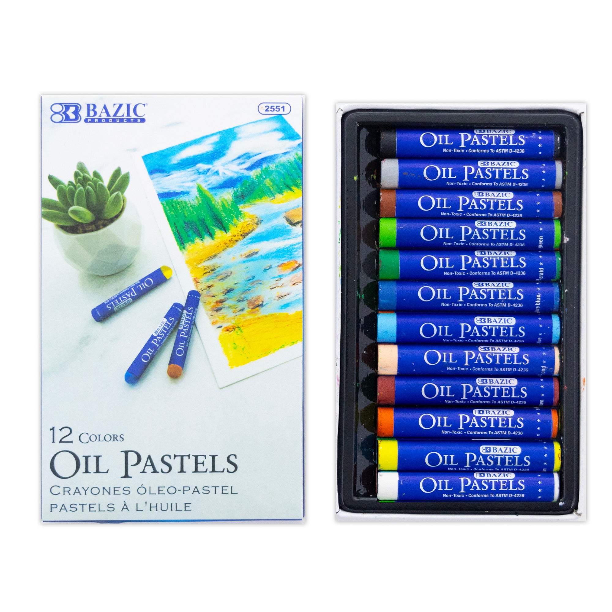 12 Color Oil Pastels, for Kids School Coloring