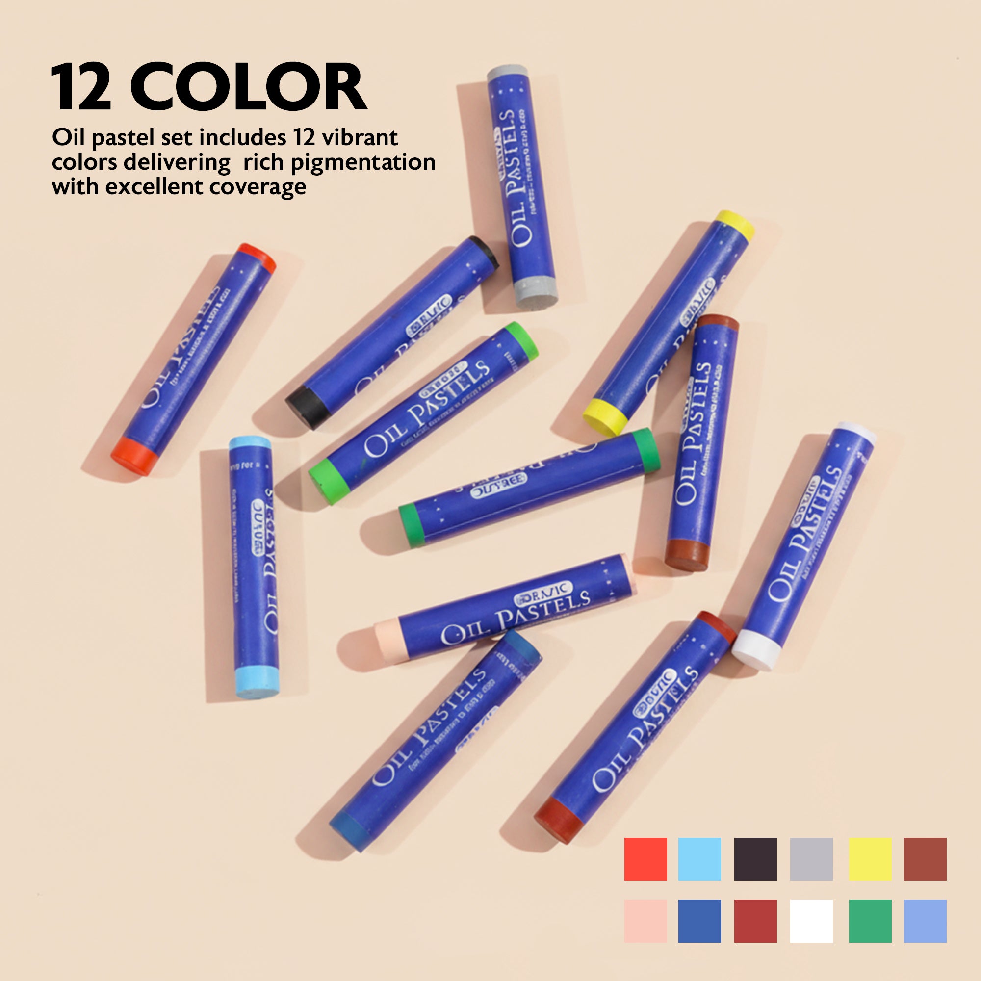 12 Colors Oil Pastels