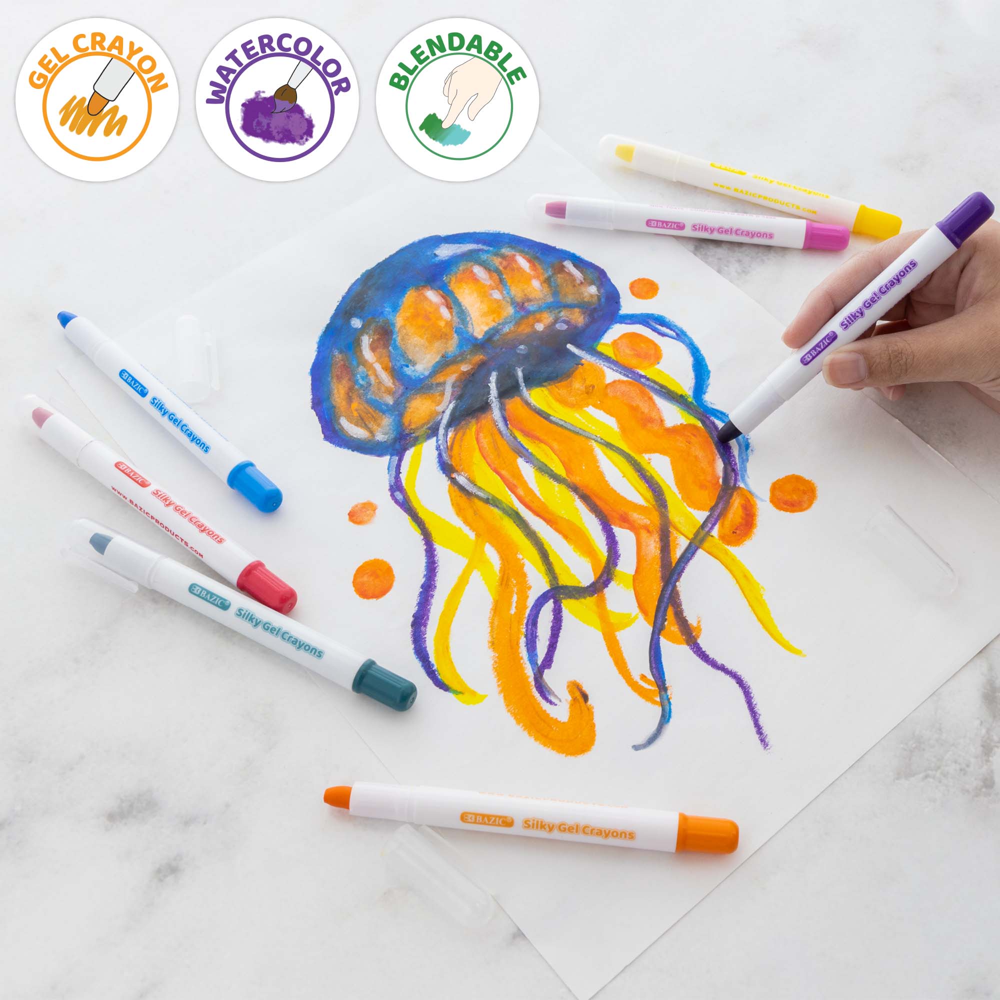 12 Color Gel Crayons, for Kids School Coloring