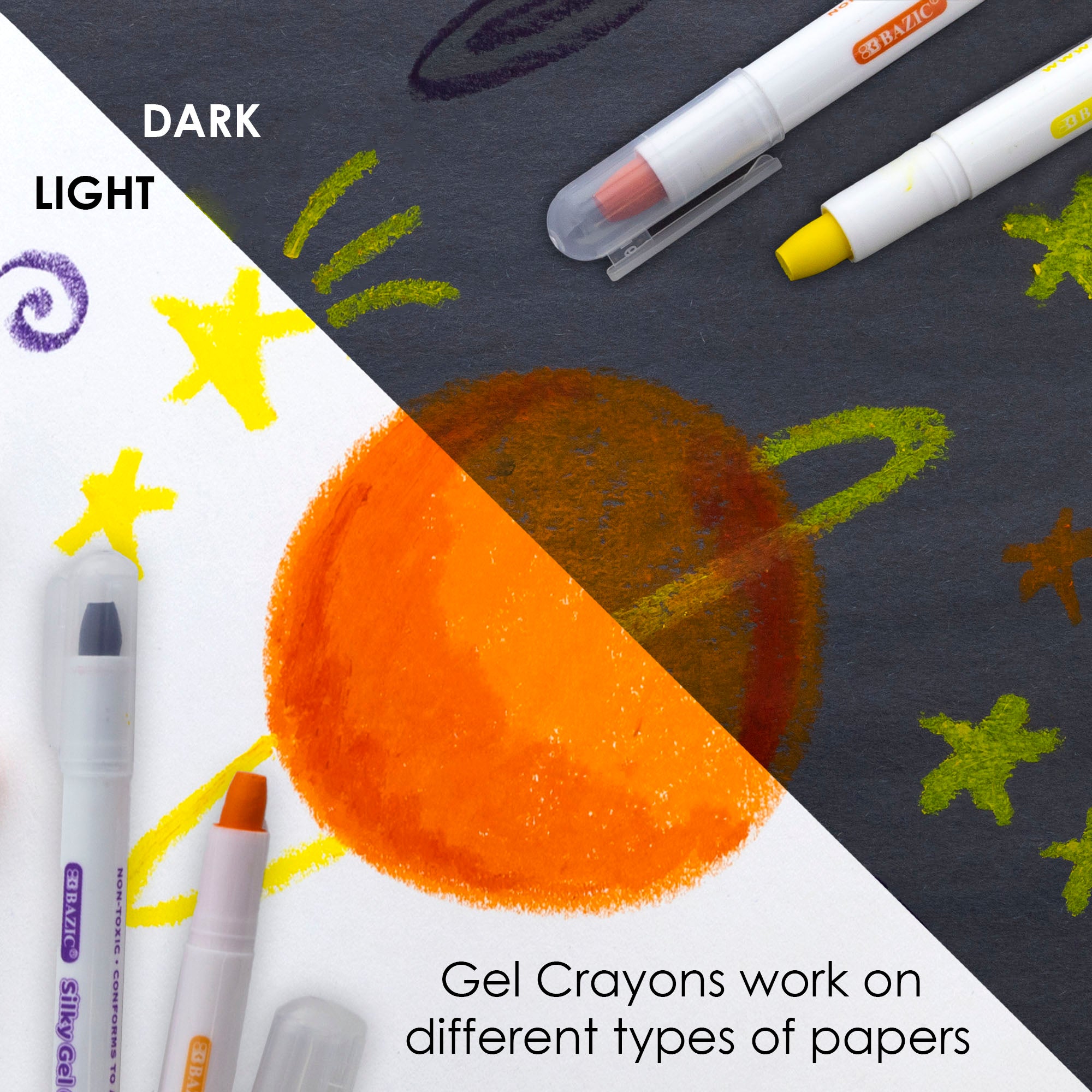 12 Color Gel Crayons, for Kids School Coloring