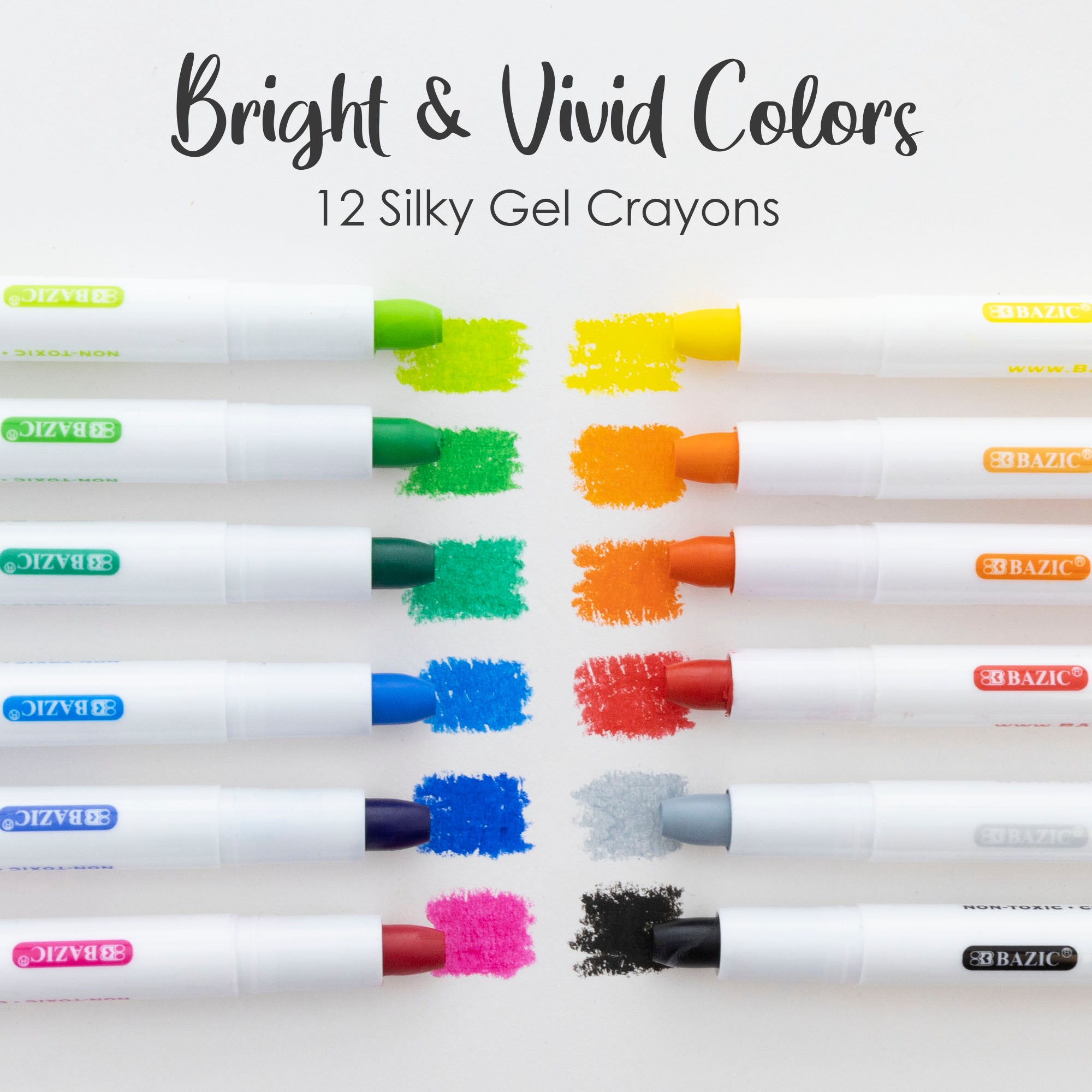 12 Color Gel Crayons, for Kids School Coloring