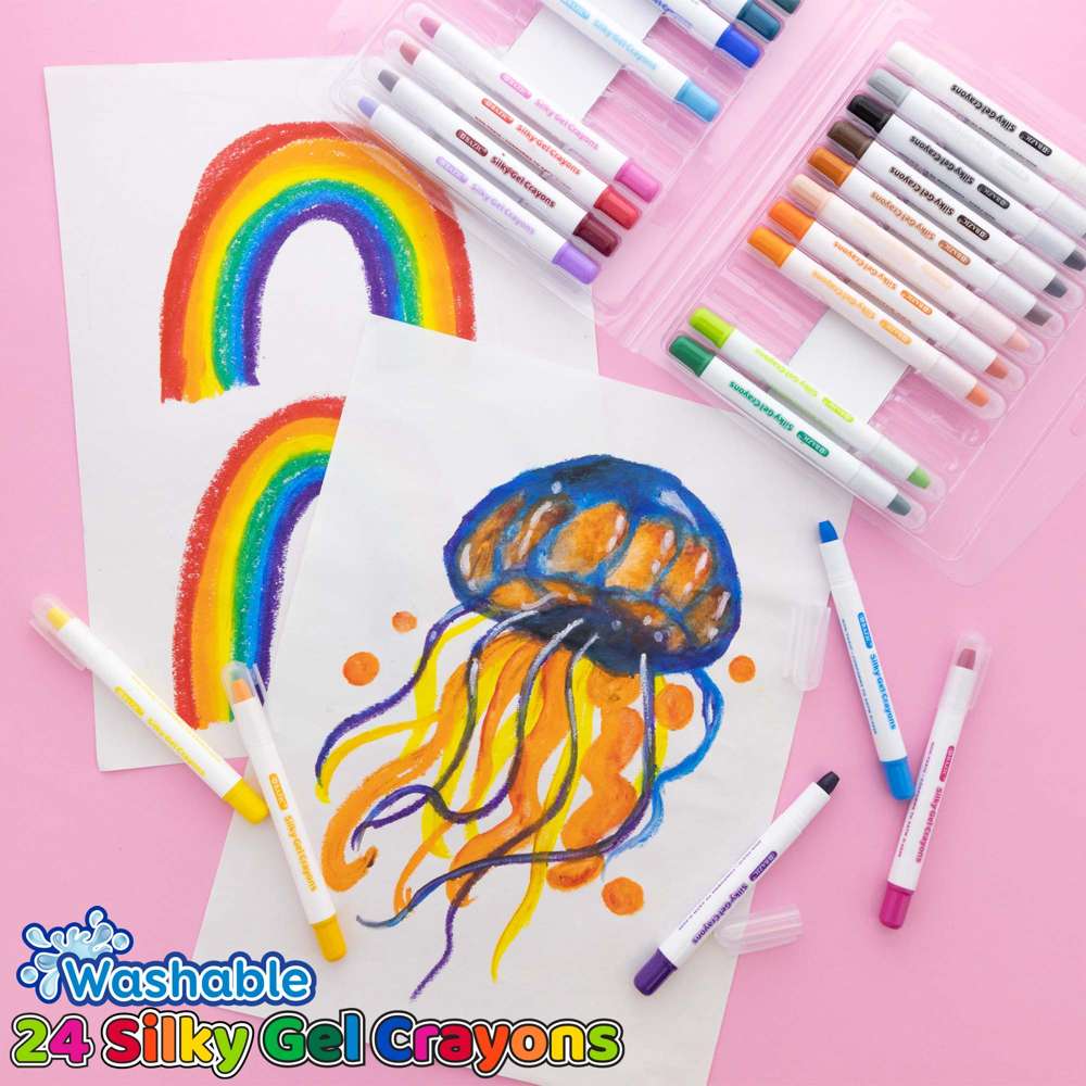 Silky Gel Crayons, 24 Colors, Non-Toxic