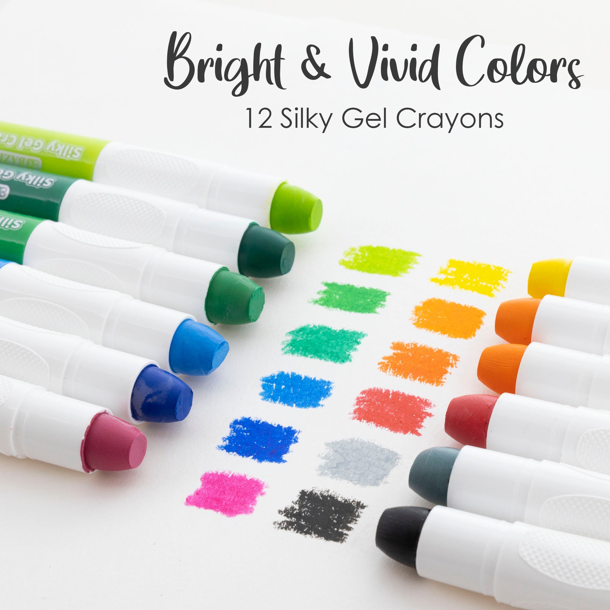 12 Color Jumbo Gel Crayons, Silky Gel Formula