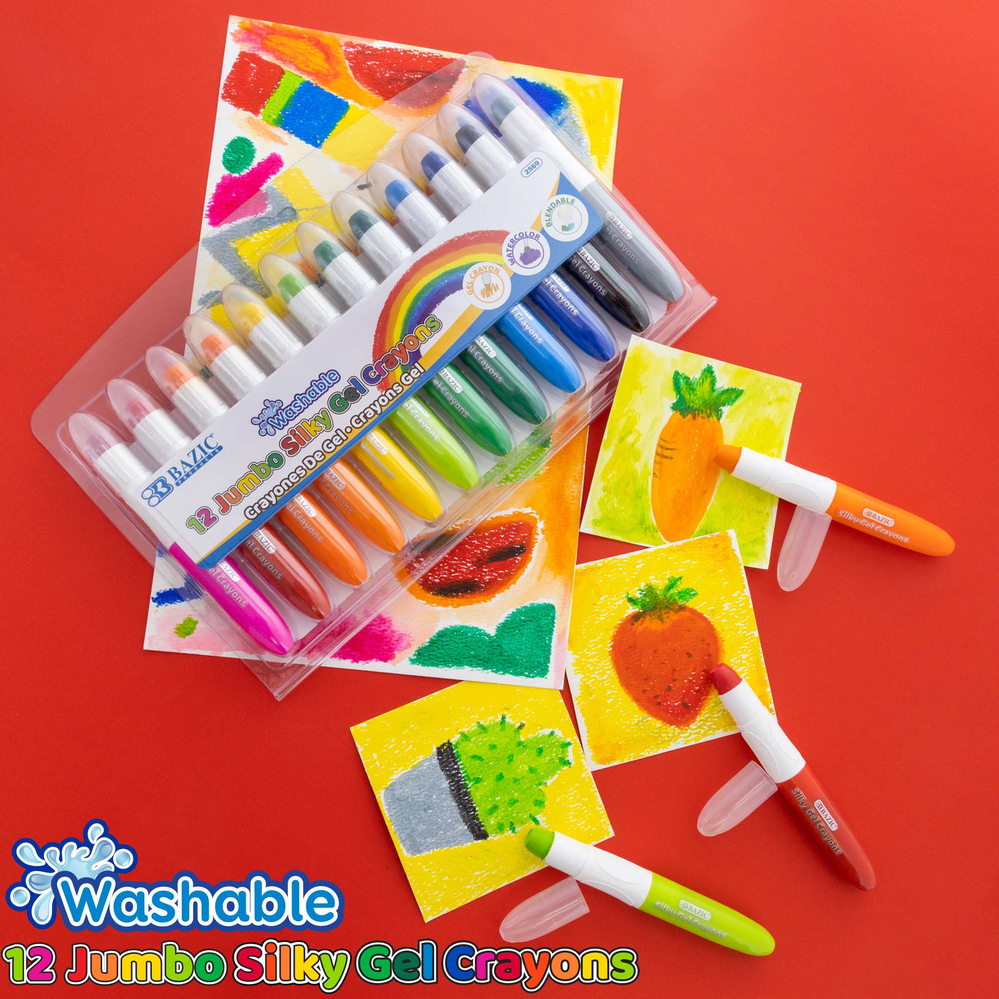 12 Color Jumbo Silky Gel Crayons