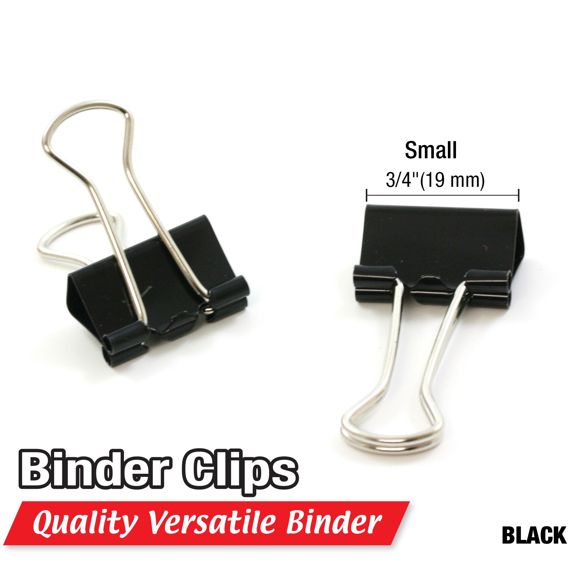 Small Binder Clips, 0.75" (19 mm), 20 Count, Black