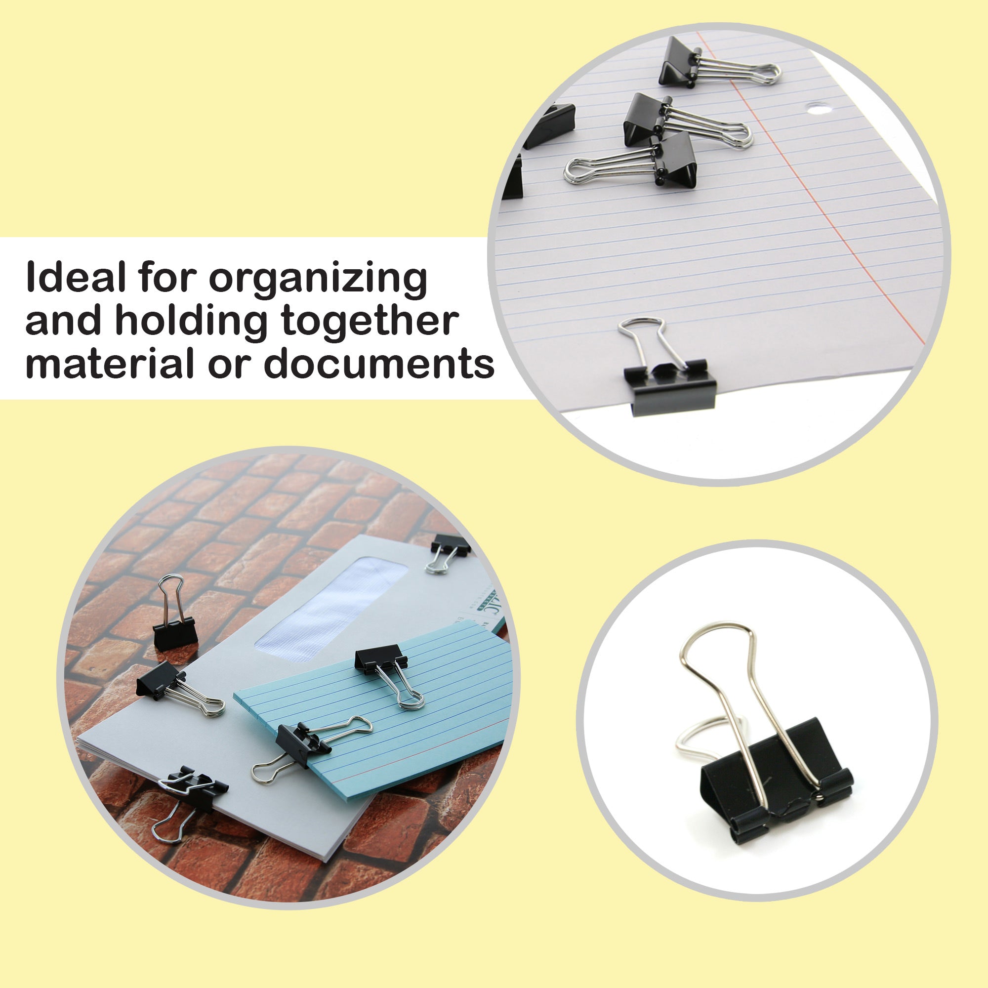 Black Binder Clips, Small 3/4 in, 20 Count