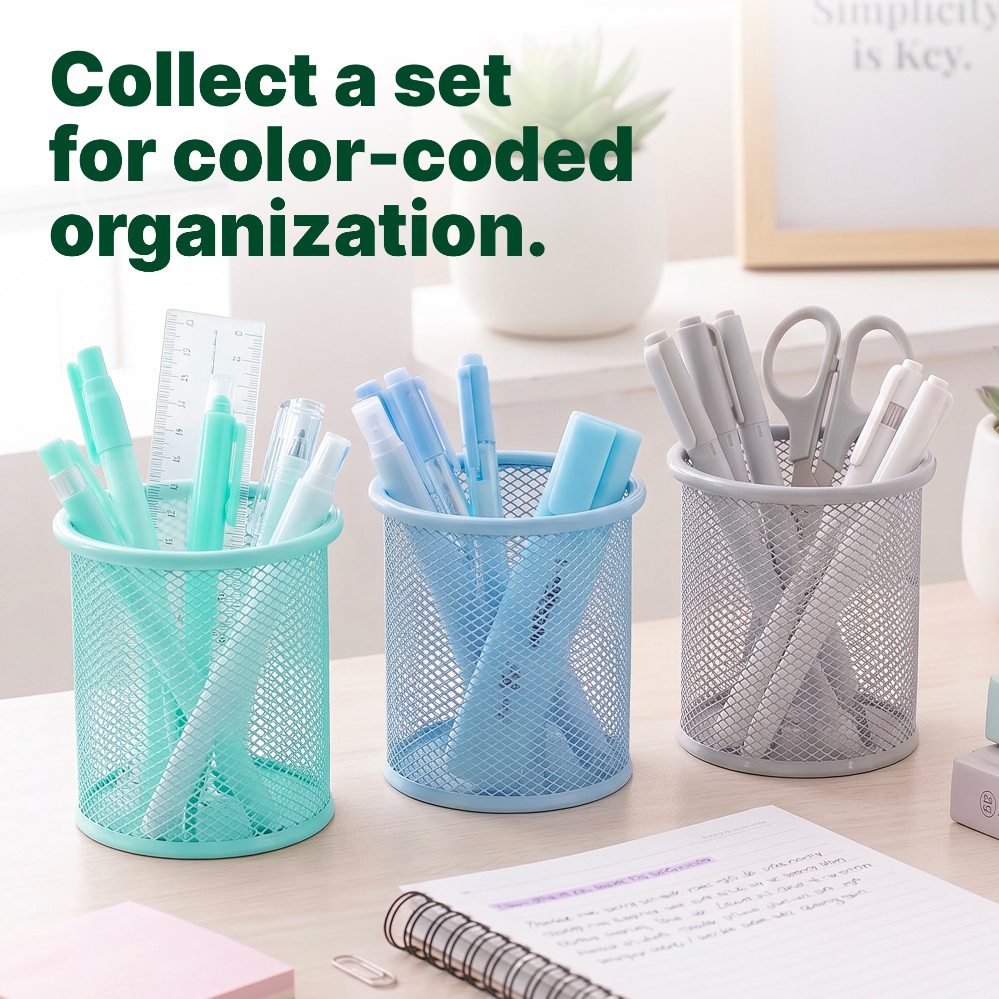Pastel Wire Mesh Pencil Holder Cup, Assorted Colors