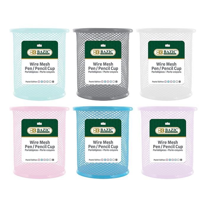 Pastel Wire Mesh Pencil Holder Cup, Assorted Colors