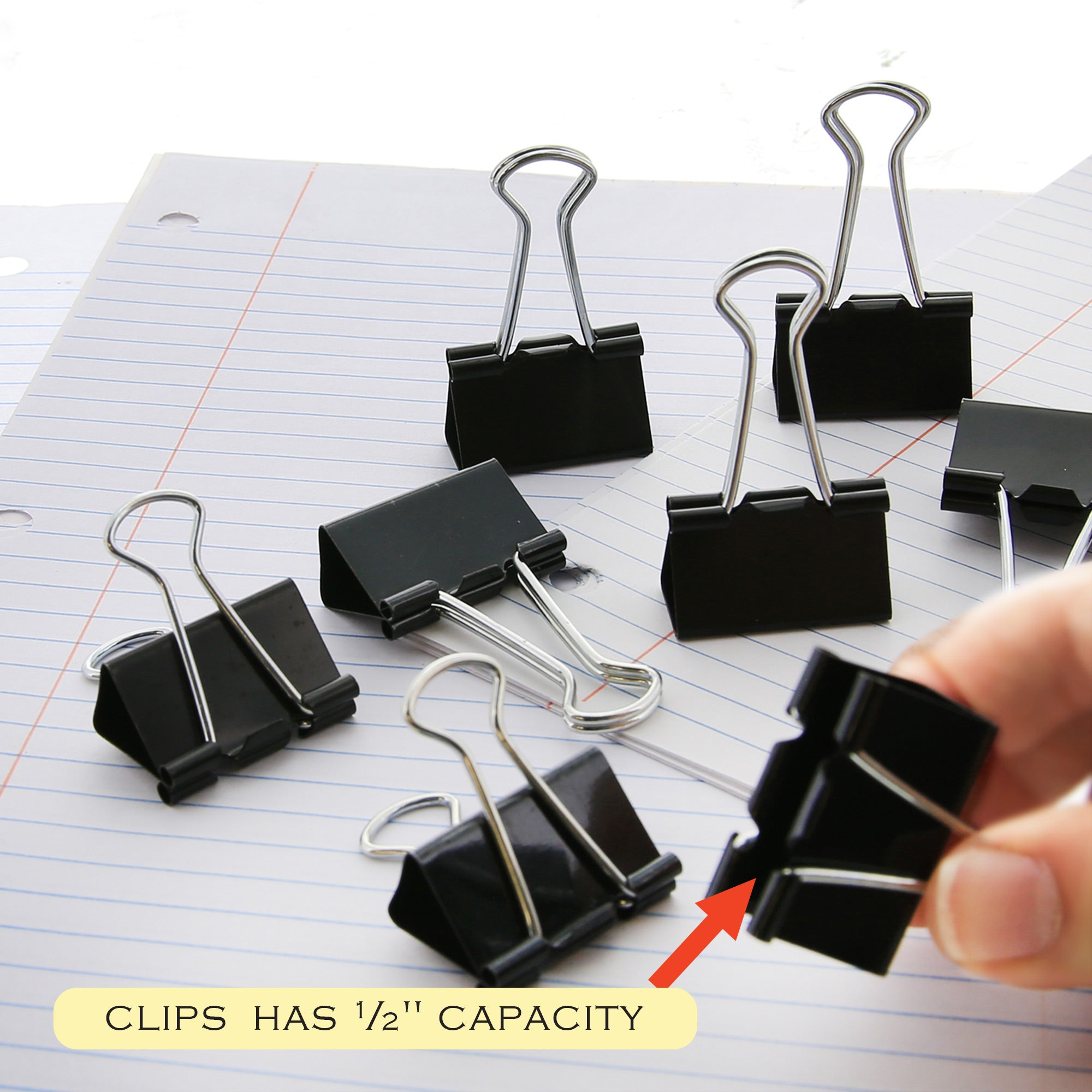 Black Binder Clips, Medium 1 1/4 in, 8 Count