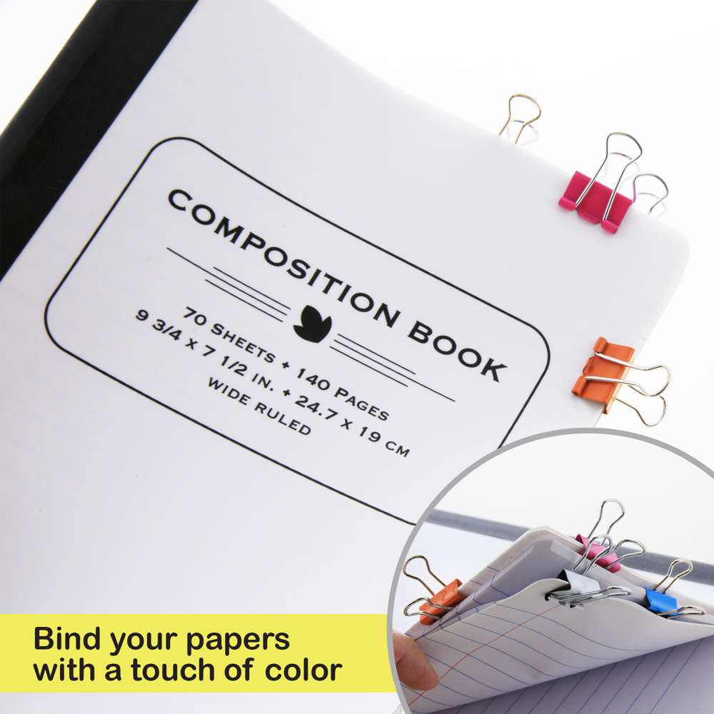 Small Binder Clips, Assorted Colors, 3/4 in (19 mm)