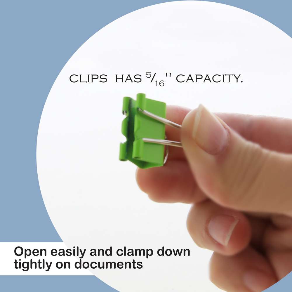 Small Binder Clips, Assorted Colors, 3/4 in (19 mm)