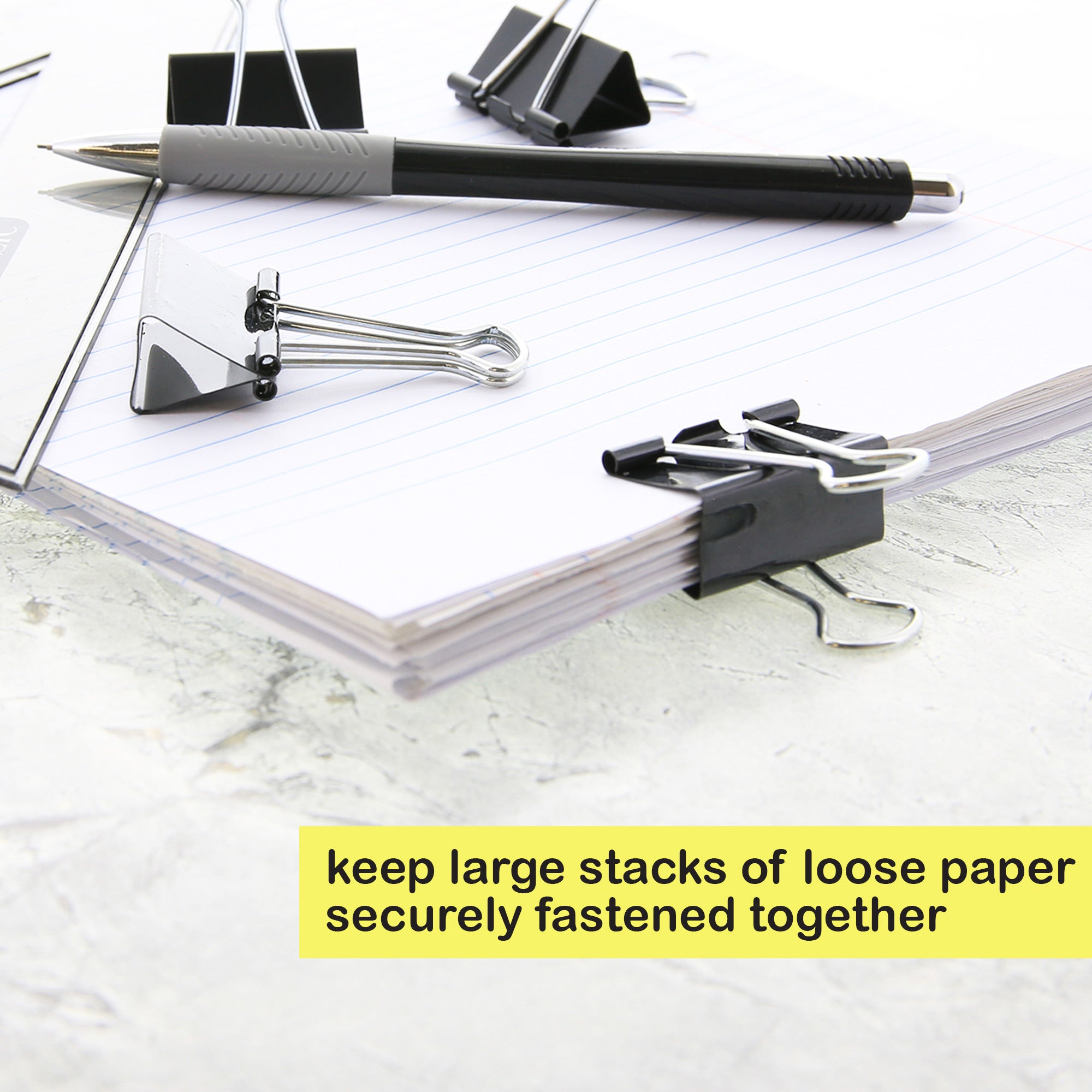 Binder Clips, Large 2" (51 mm), Black, 12 Count