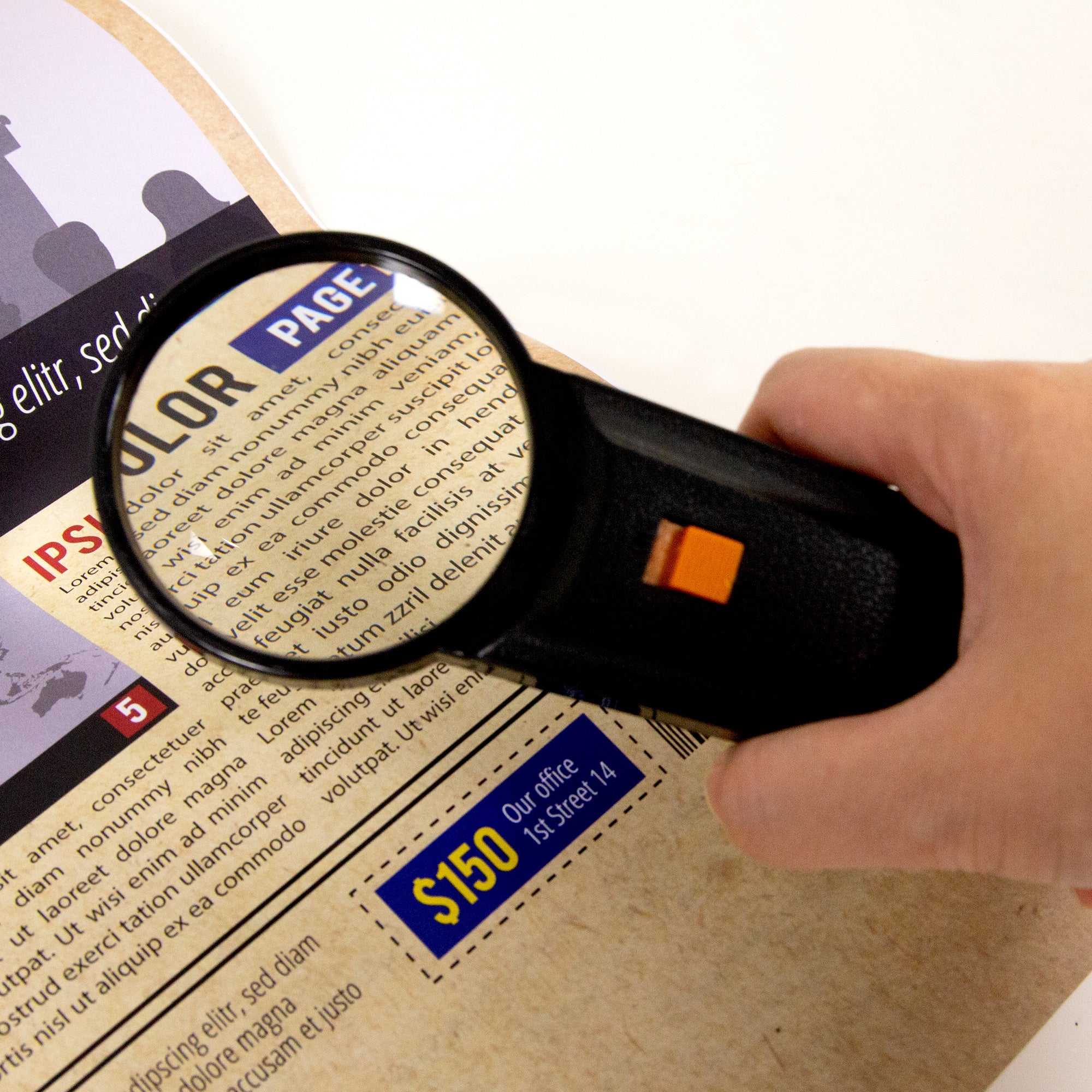 2x Magnifying Glass Set, 3 Sizes, Lightweight Handheld Lens