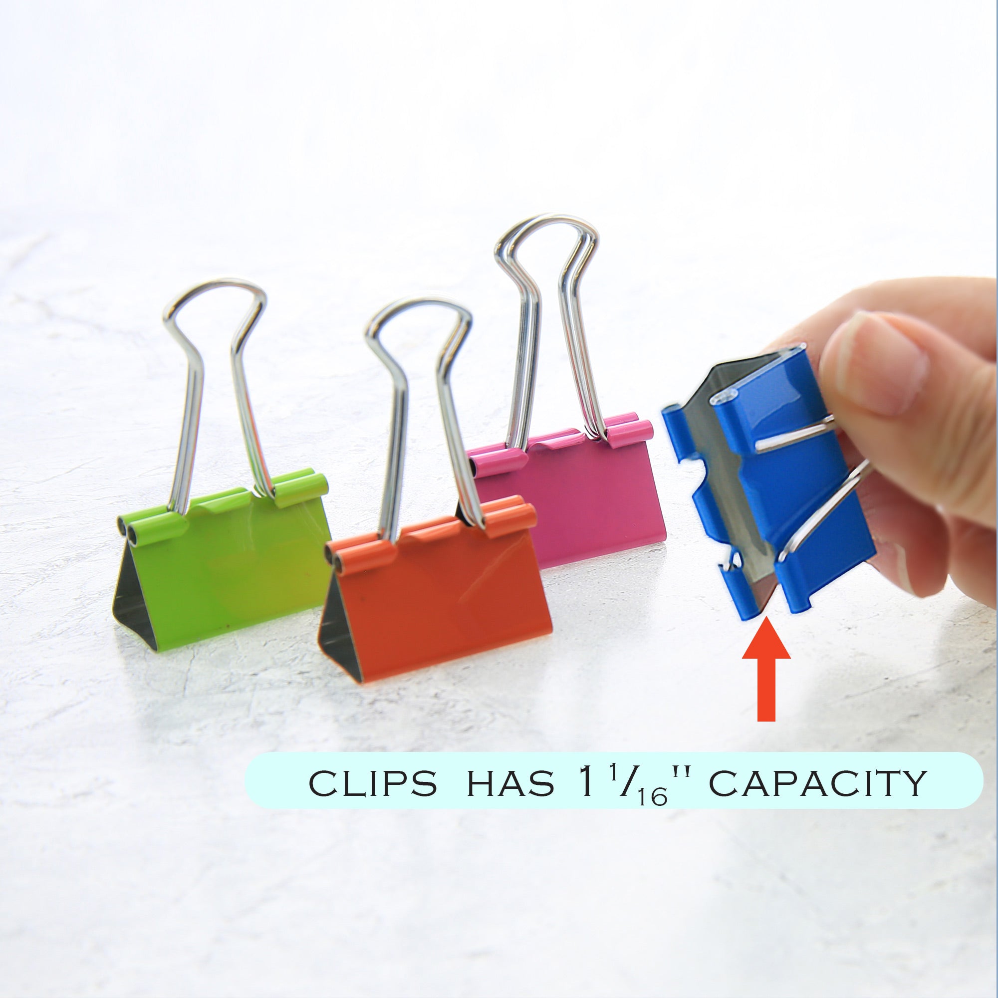 Assorted Color Binder Clips, Large 2 in, 4 Count
