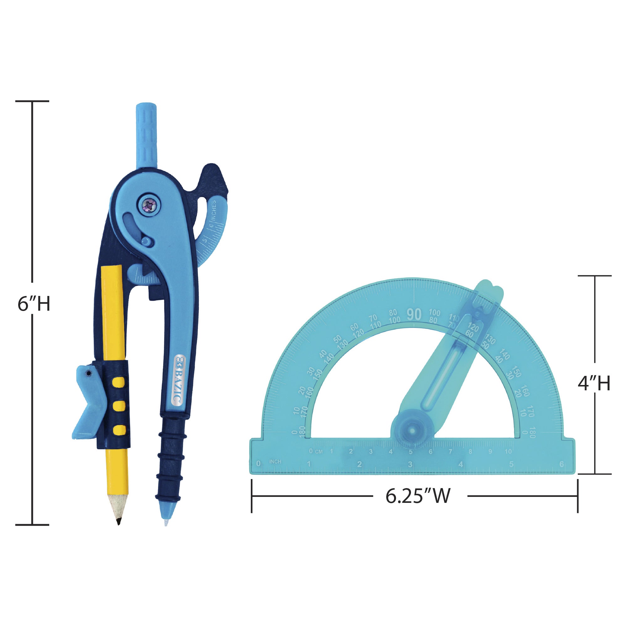 Scale-Arm Compass with #2 Pencil and Protractor