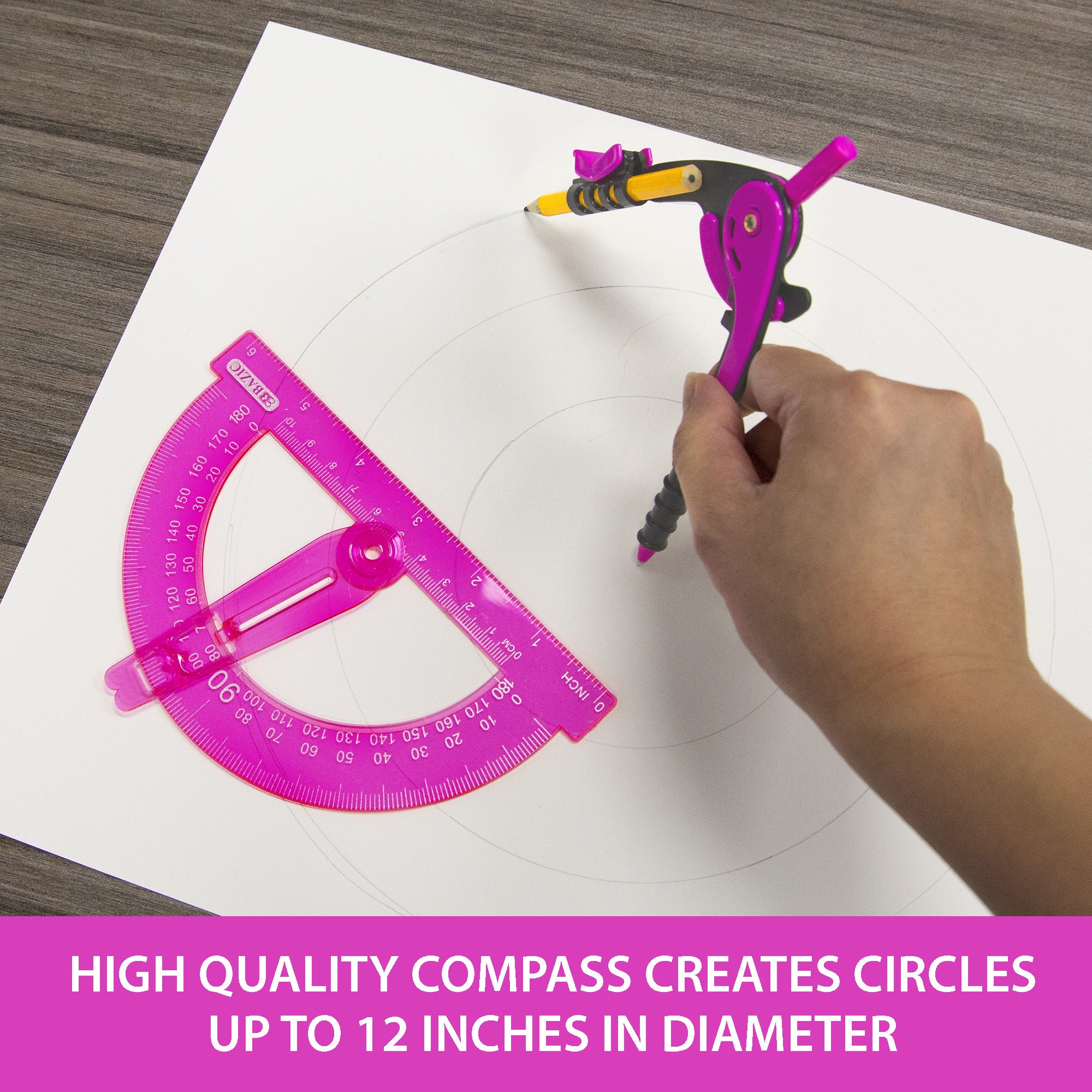 Scale-Arm Compass with #2 Pencil & 6 in Protractor