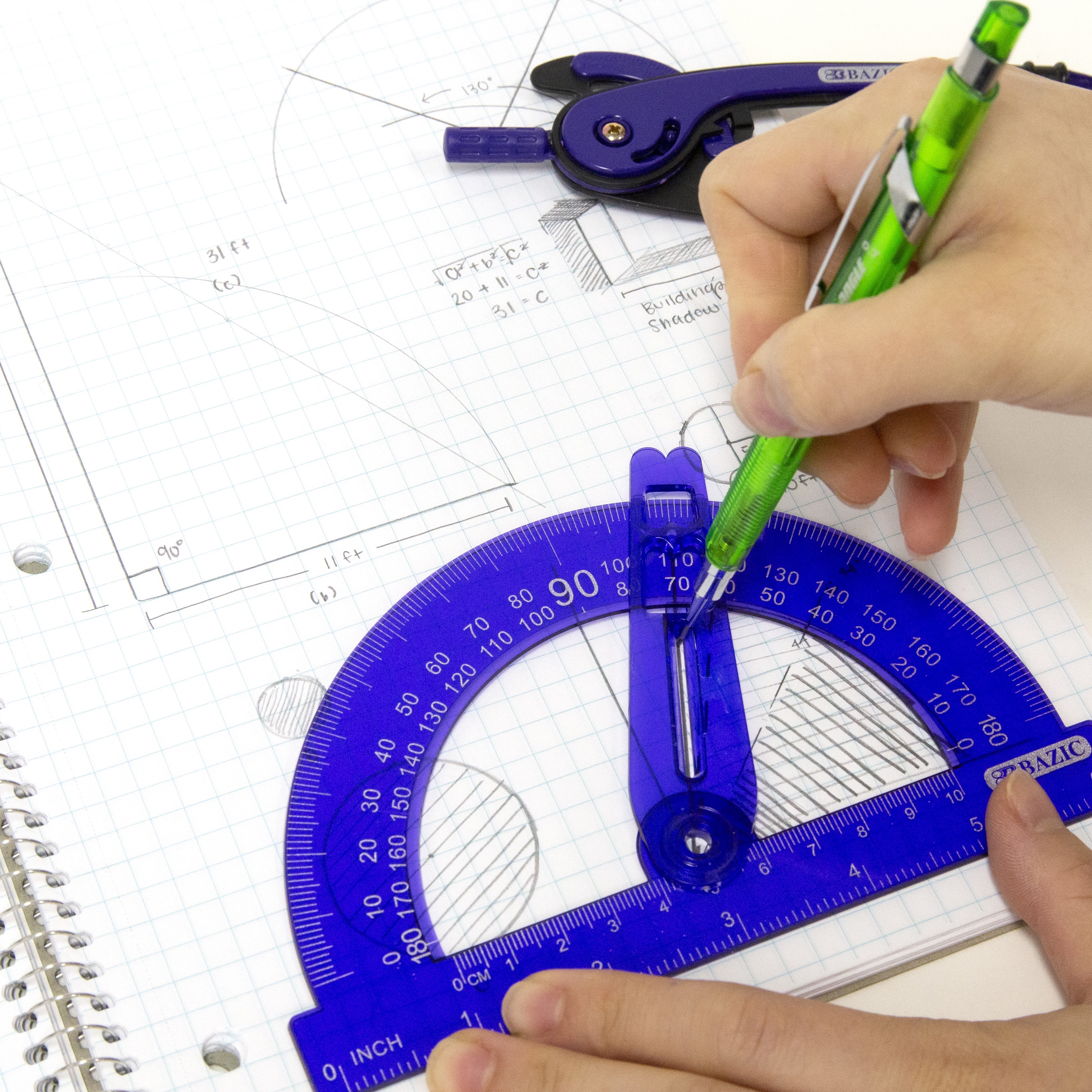 Scale-Arm Compass with #2 Pencil & 6 in Protractor