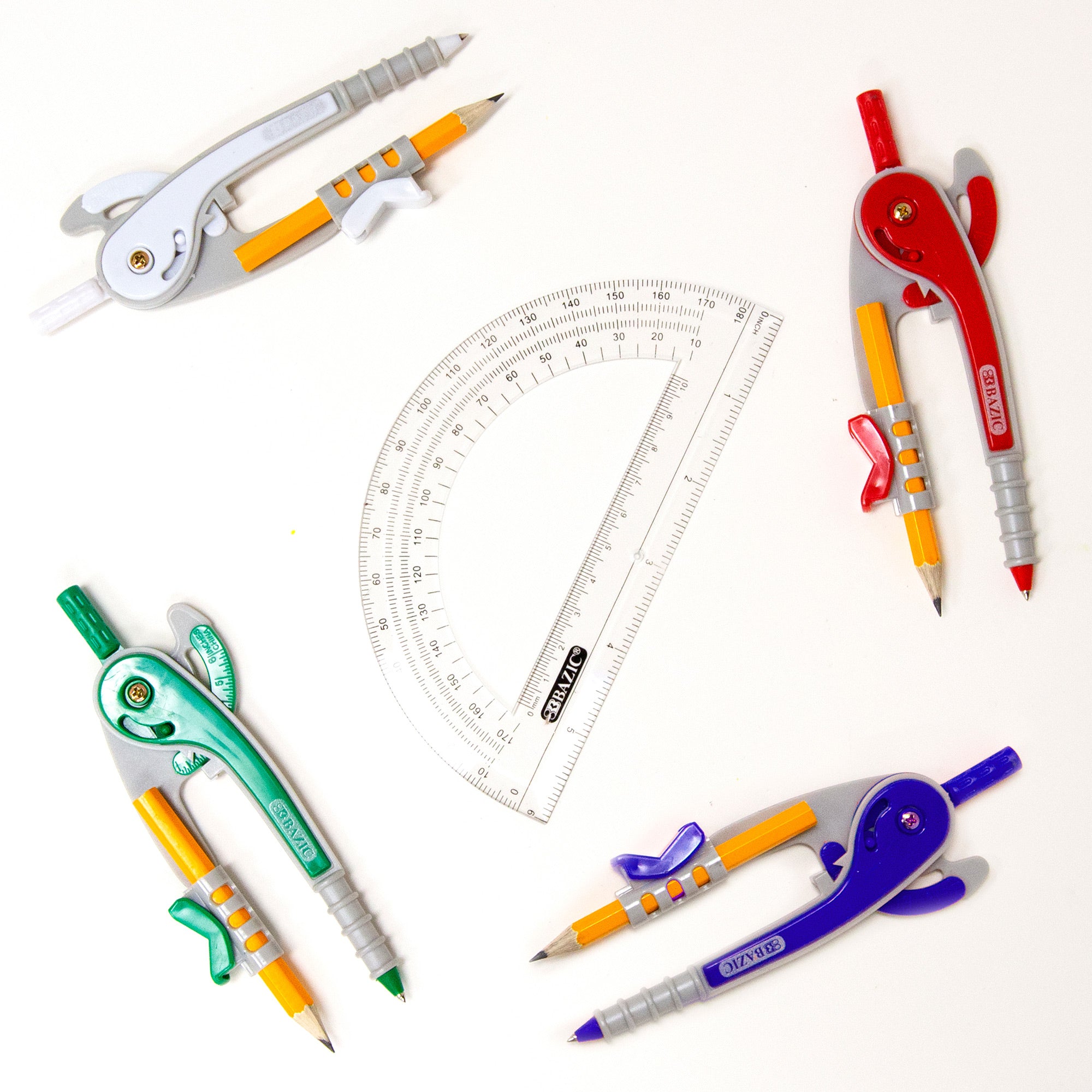 Scale-Arm Compass with #2 Pencil and Protractor