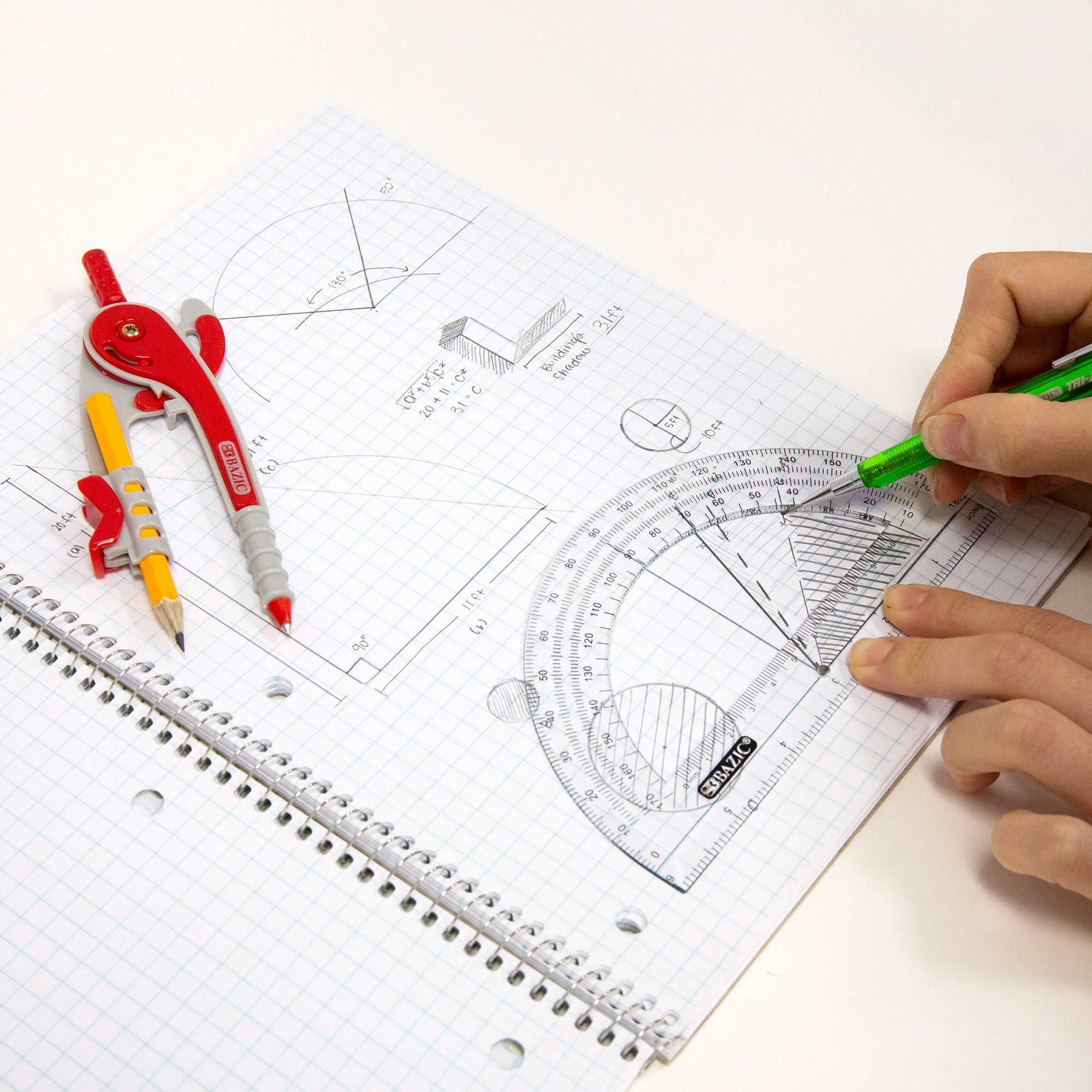Scale-Arm Compass with #2 Pencil and Protractor