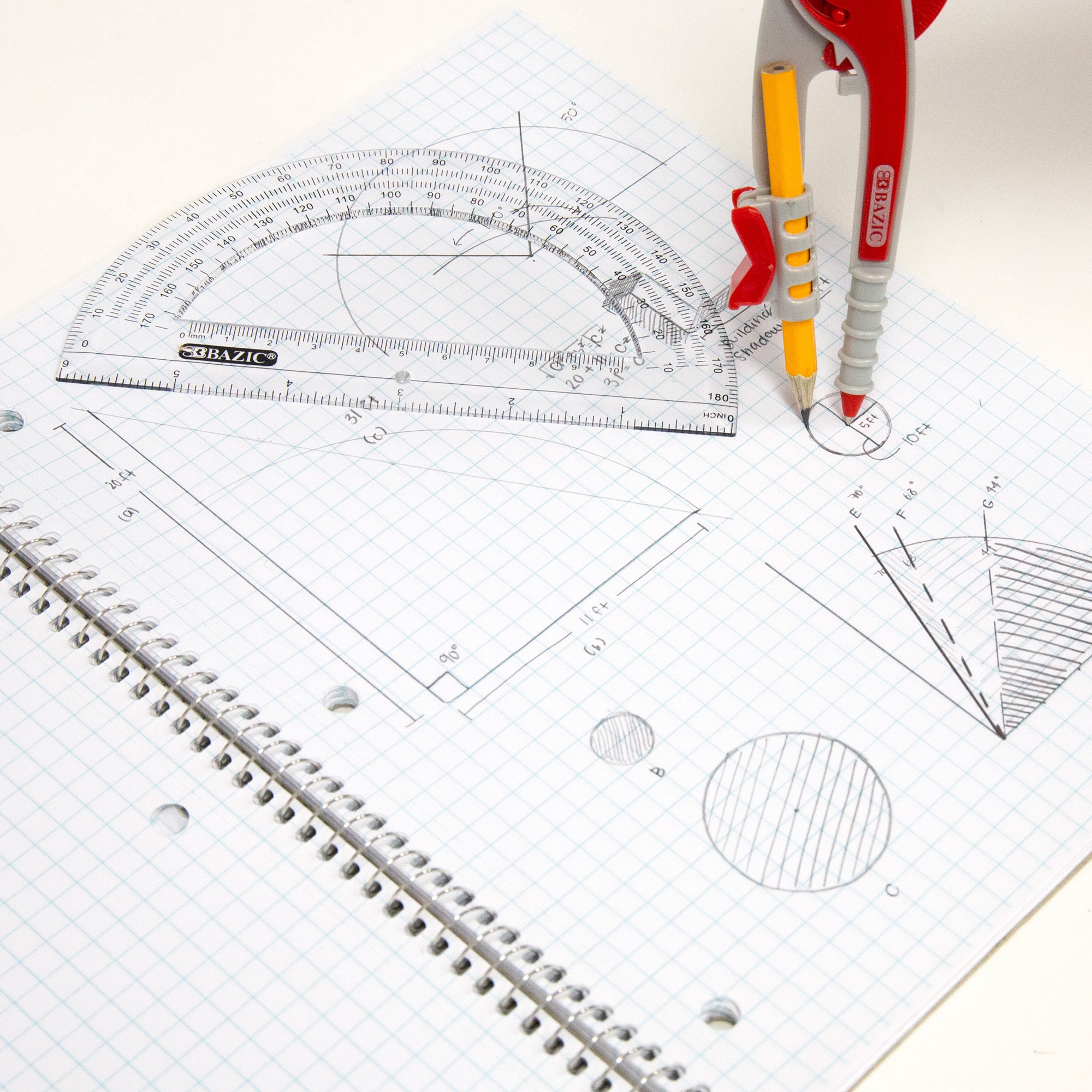 Scale-Arm Compass with #2 Pencil and Protractor