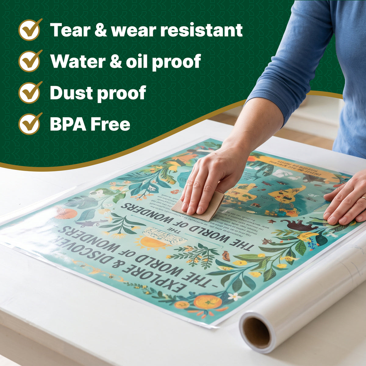 Clear Self-Adhesive Book Cover Roll, 17.5 in x 5 ft