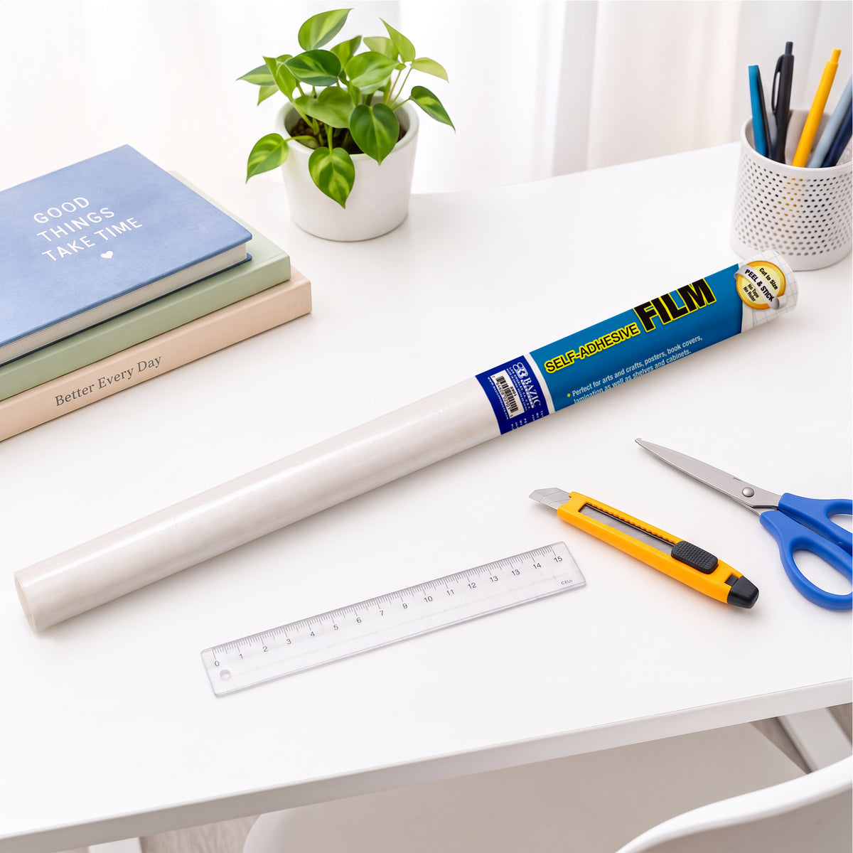 Clear Self-Adhesive Book Cover Roll, 17.5 in x 5 ft