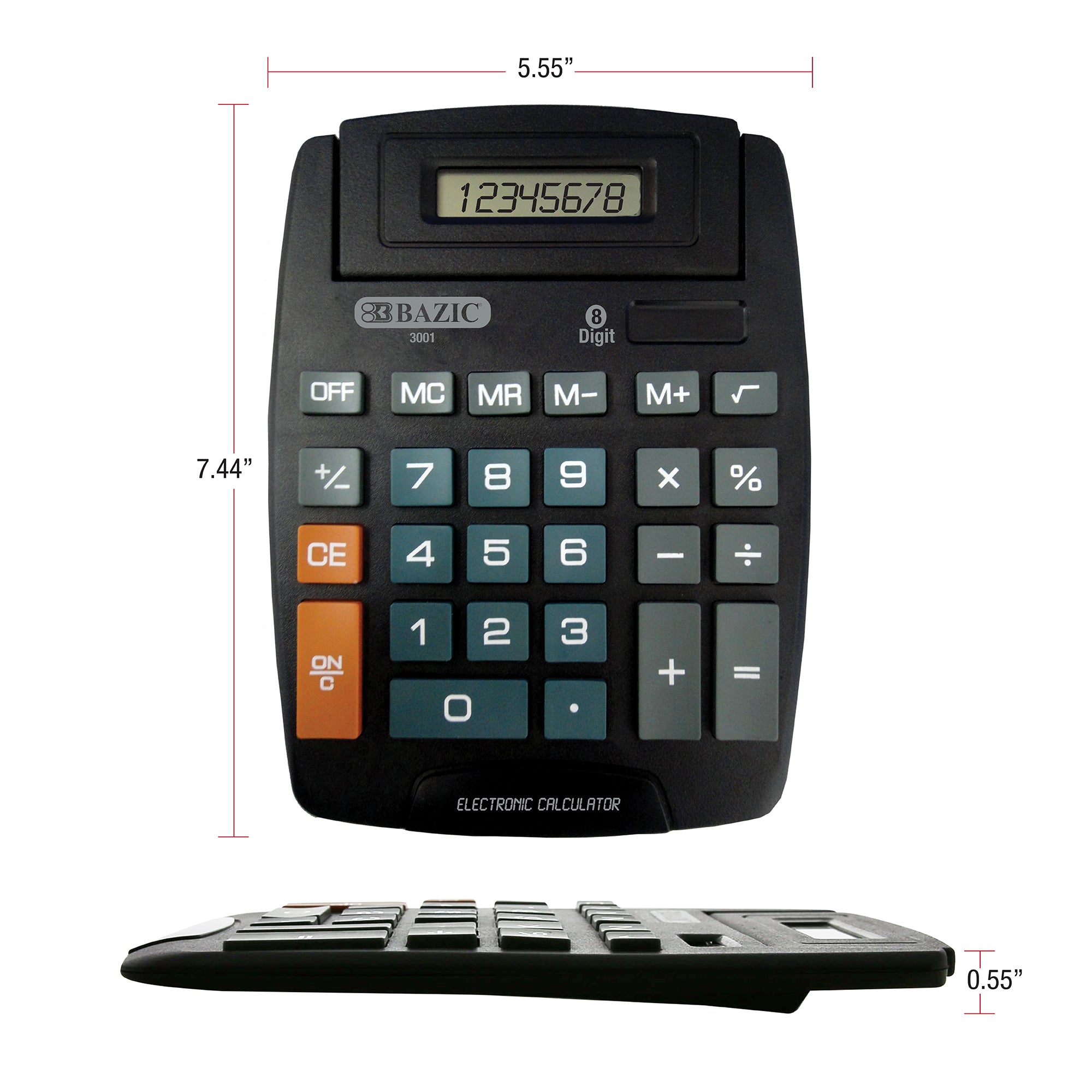Basic Calculator, 8-Digit Desktop, Large Keypad, Black