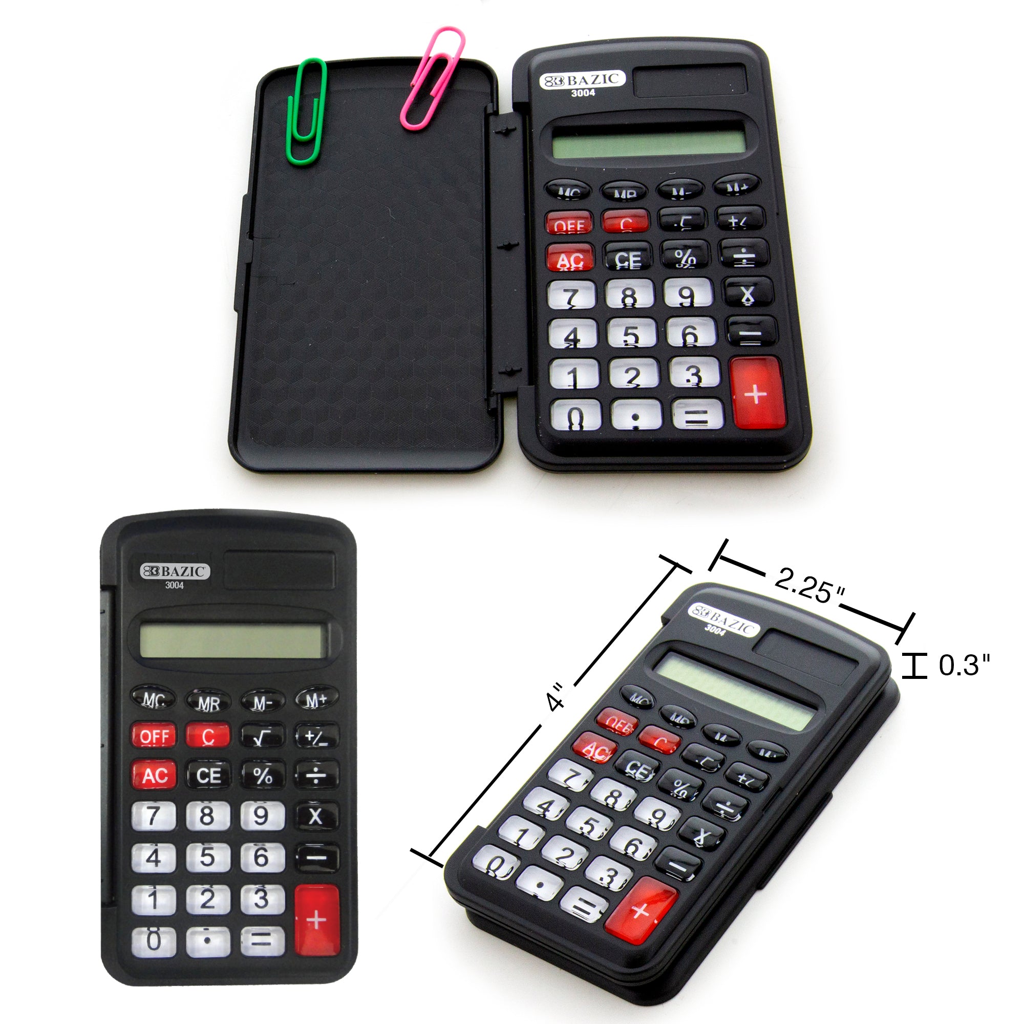 BAZIC 8桁ポケットサイズ電卓withフリップカバー(ケースof 144?) 8-Digit Pocket Calculator with Flip Cover – BAZIC Store