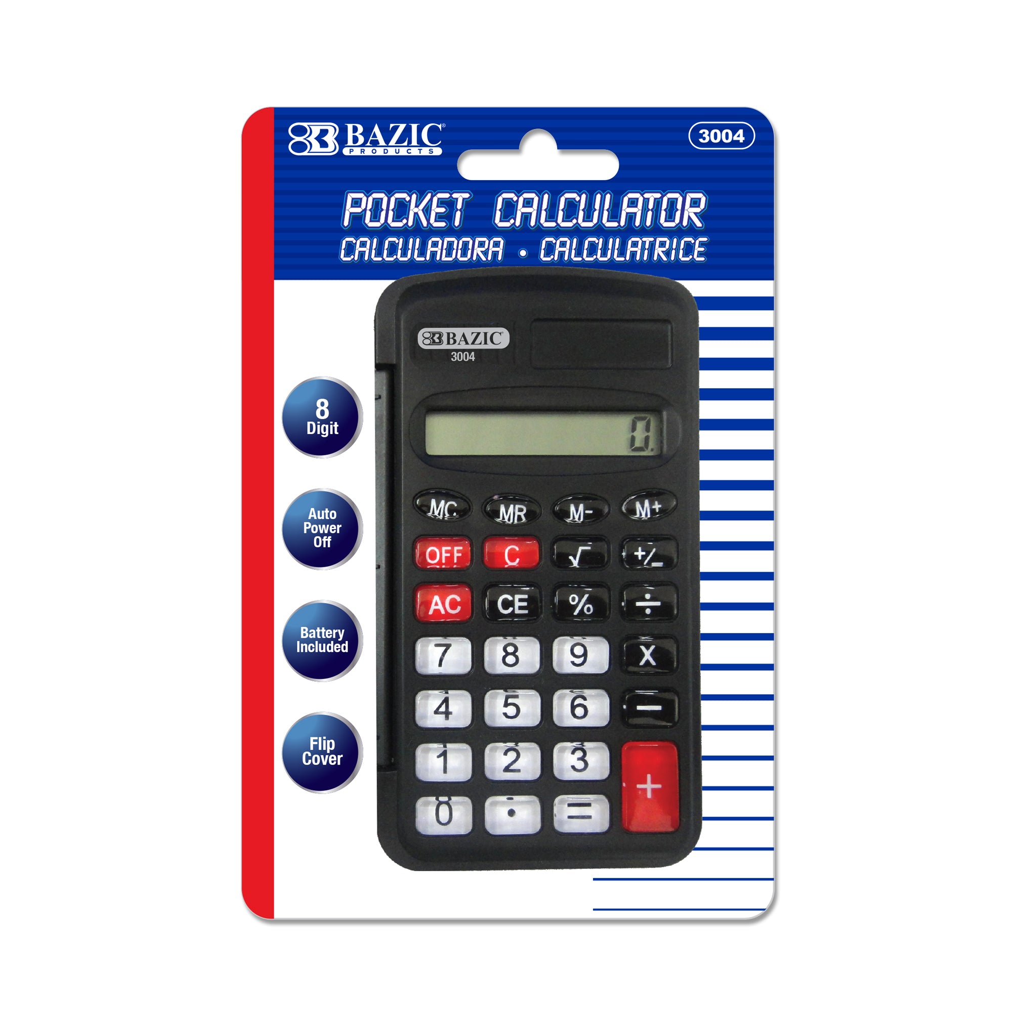 8-Digit Pocket Calculator with Flip Cover – BAZIC Store