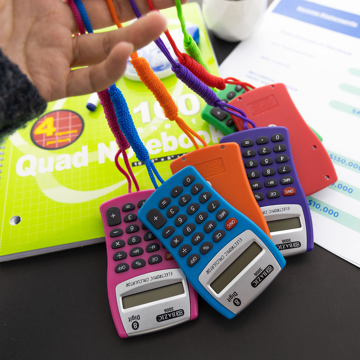8-Digit Pocket Calculator with Neck String