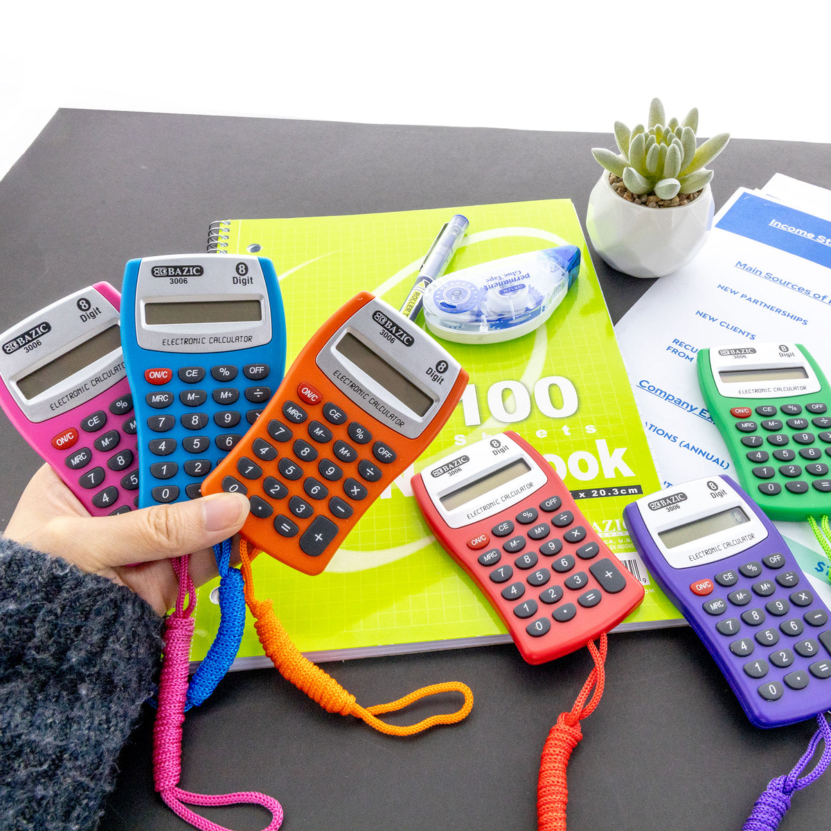 8-Digit Pocket Calculator with Neck String