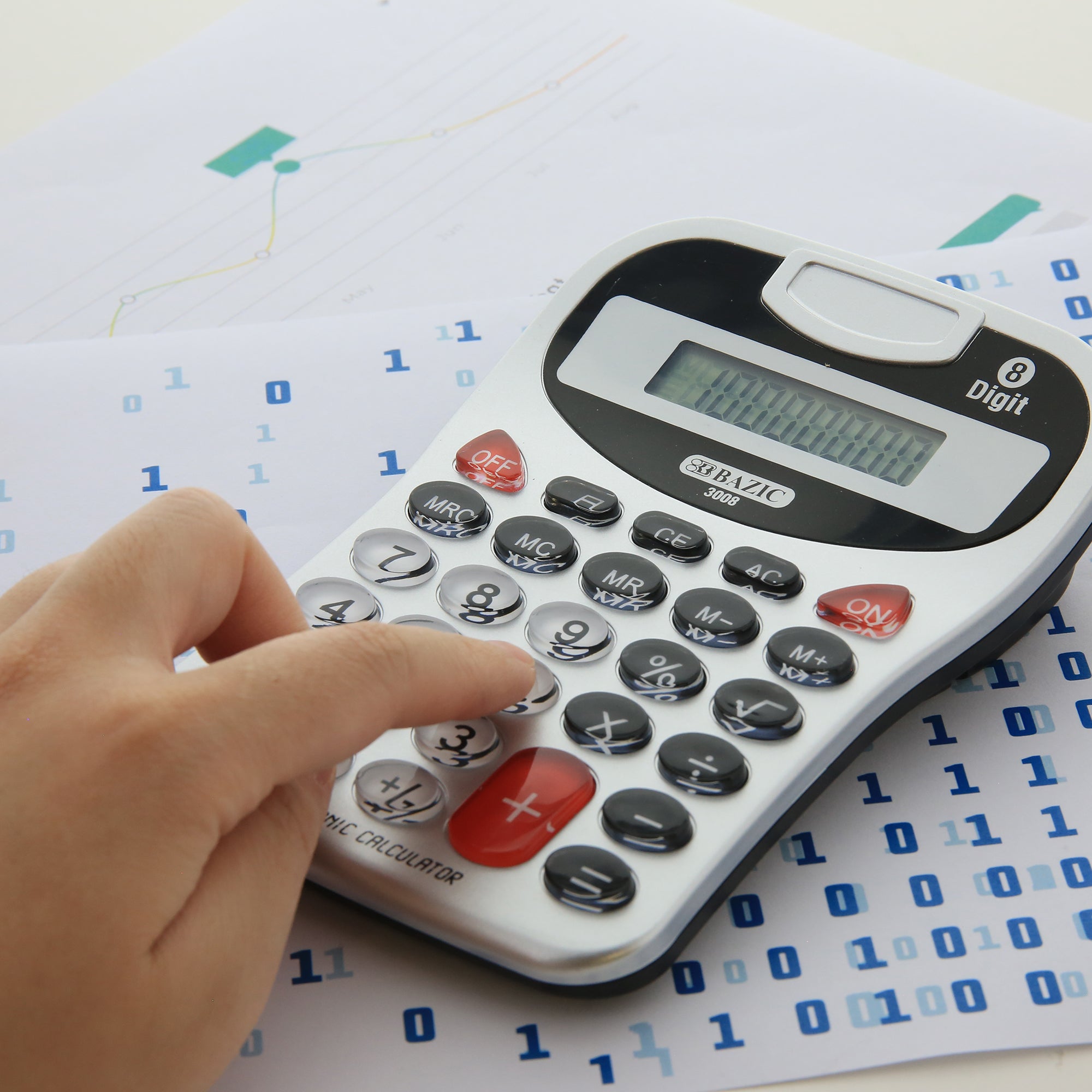 8-Digit Silver Desktop Calculator with Key Tone