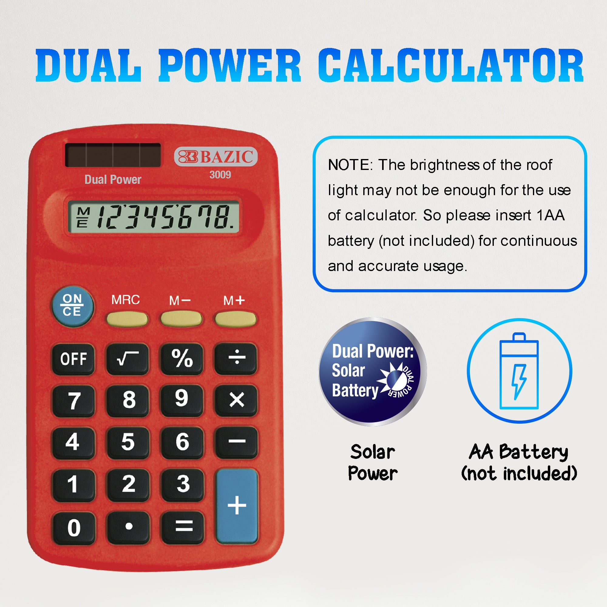 8-Digit Dual Power Pocket Calculator