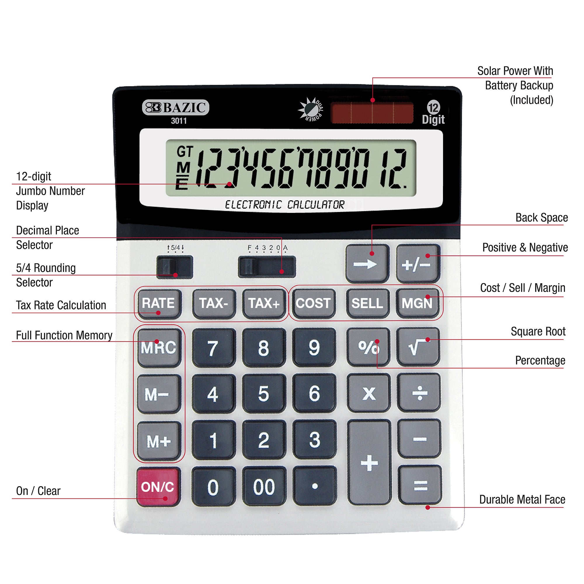 12-Digit Desktop Calculator, Profit and Tax Functions