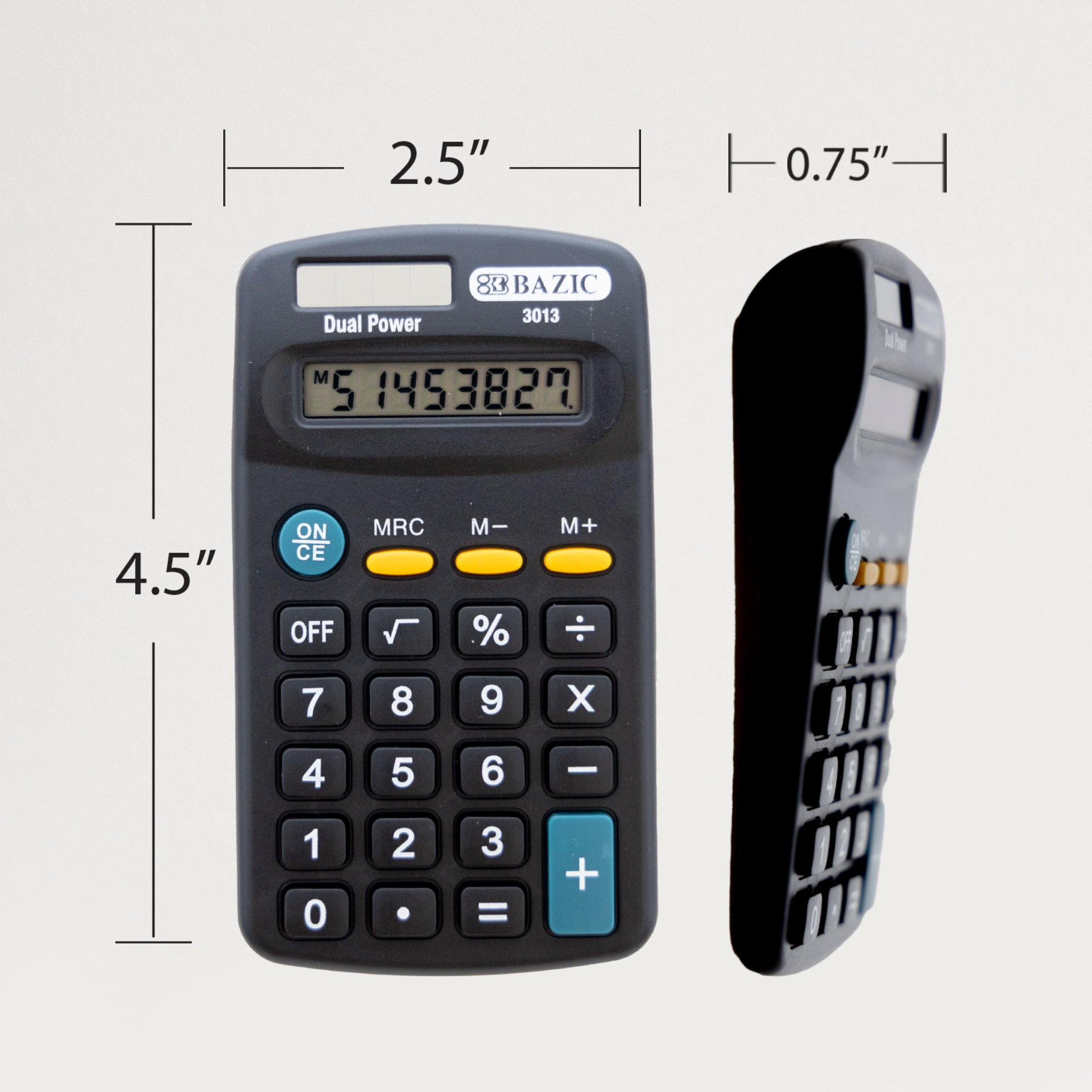 8-Digit Dual Power Pocket Size Calculator - BLACK