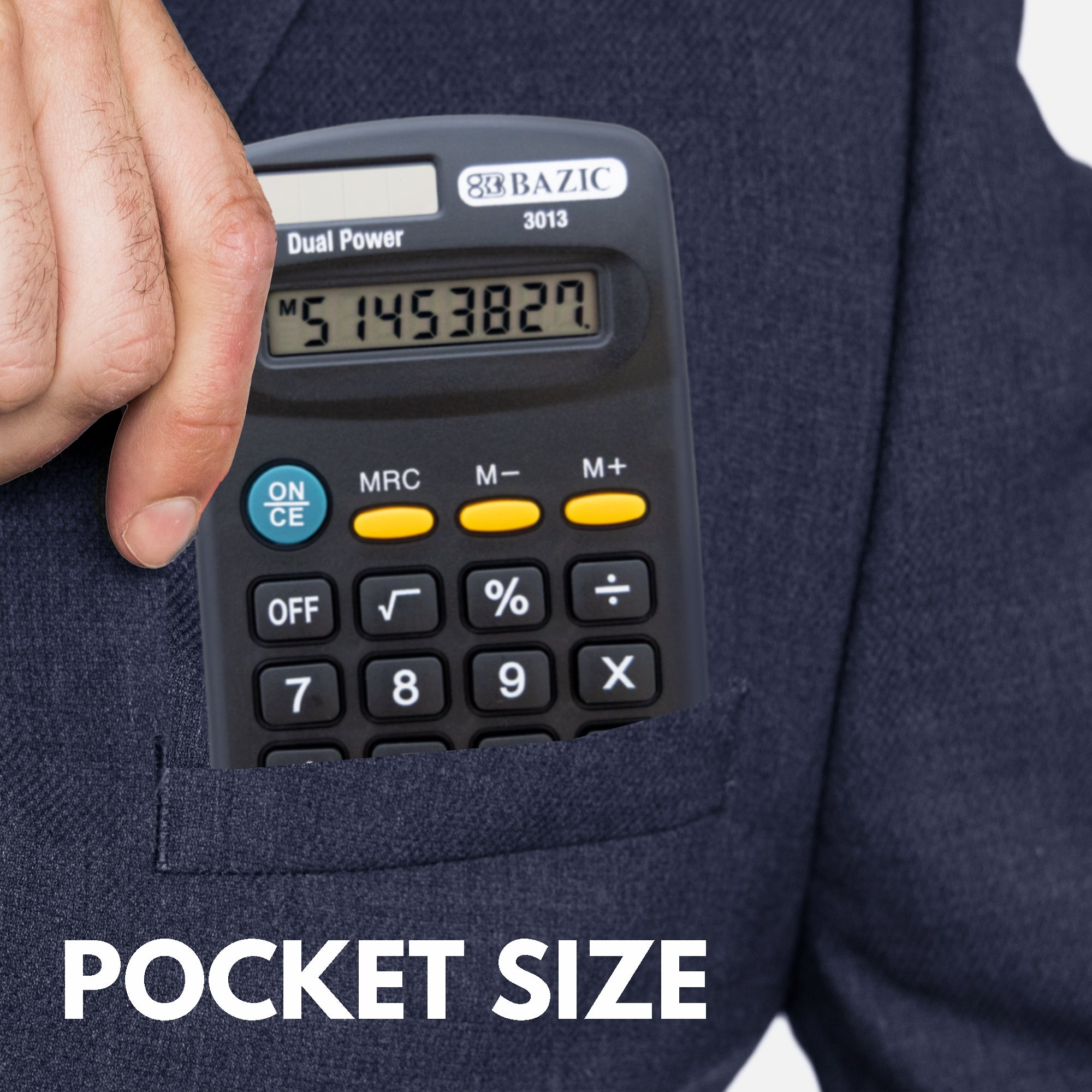 8-Digit Dual Power Pocket Size Calculator - BLACK