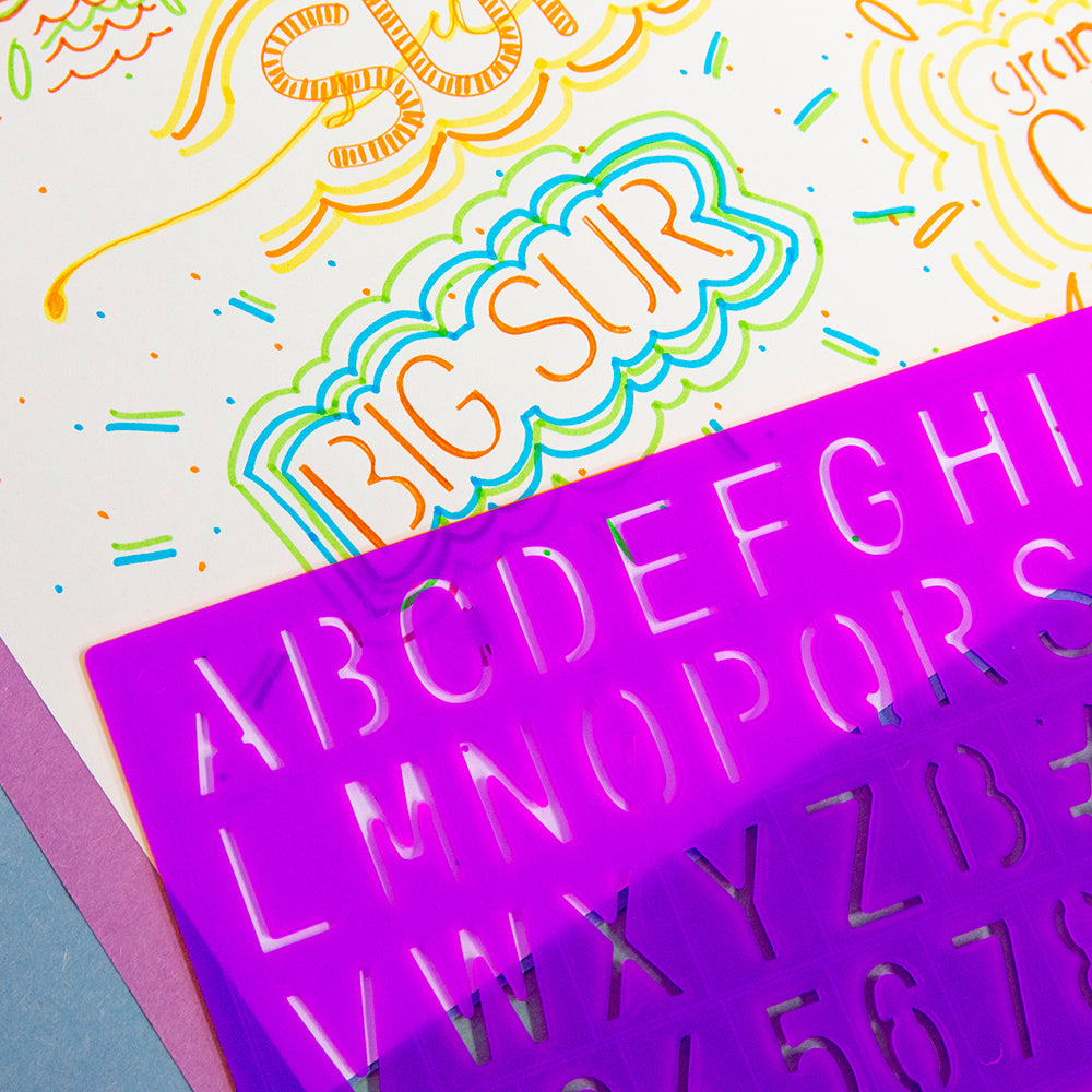 8, 10, 20, 30 mm Size Lettering Stencil Sets (4/Pack)