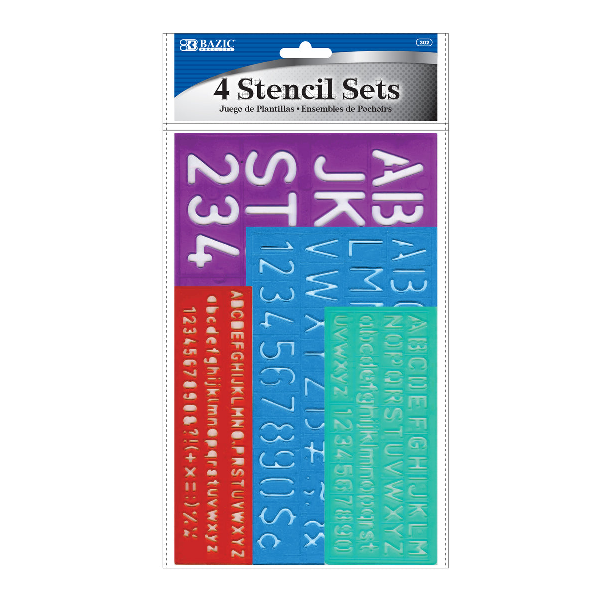 BAZIC Lettering Stencil Sets, 8, 10, 20, 30 mm