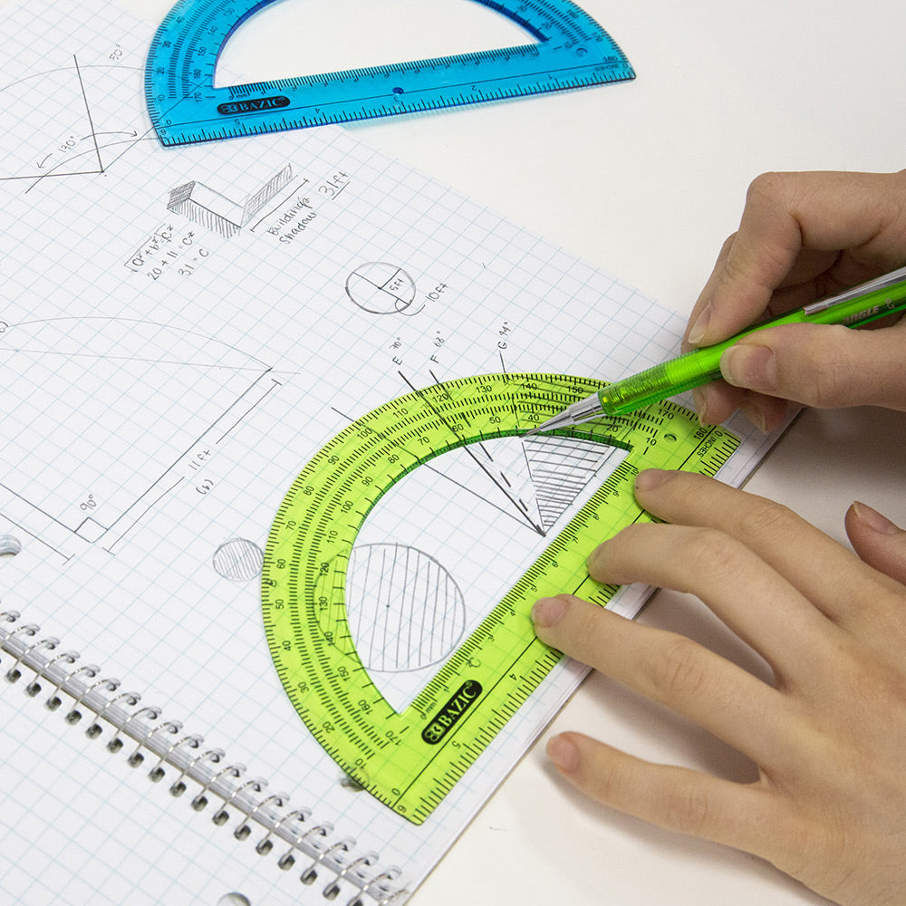 Protractor Assorted Color BAZIC Assorted Color Semicircular 6