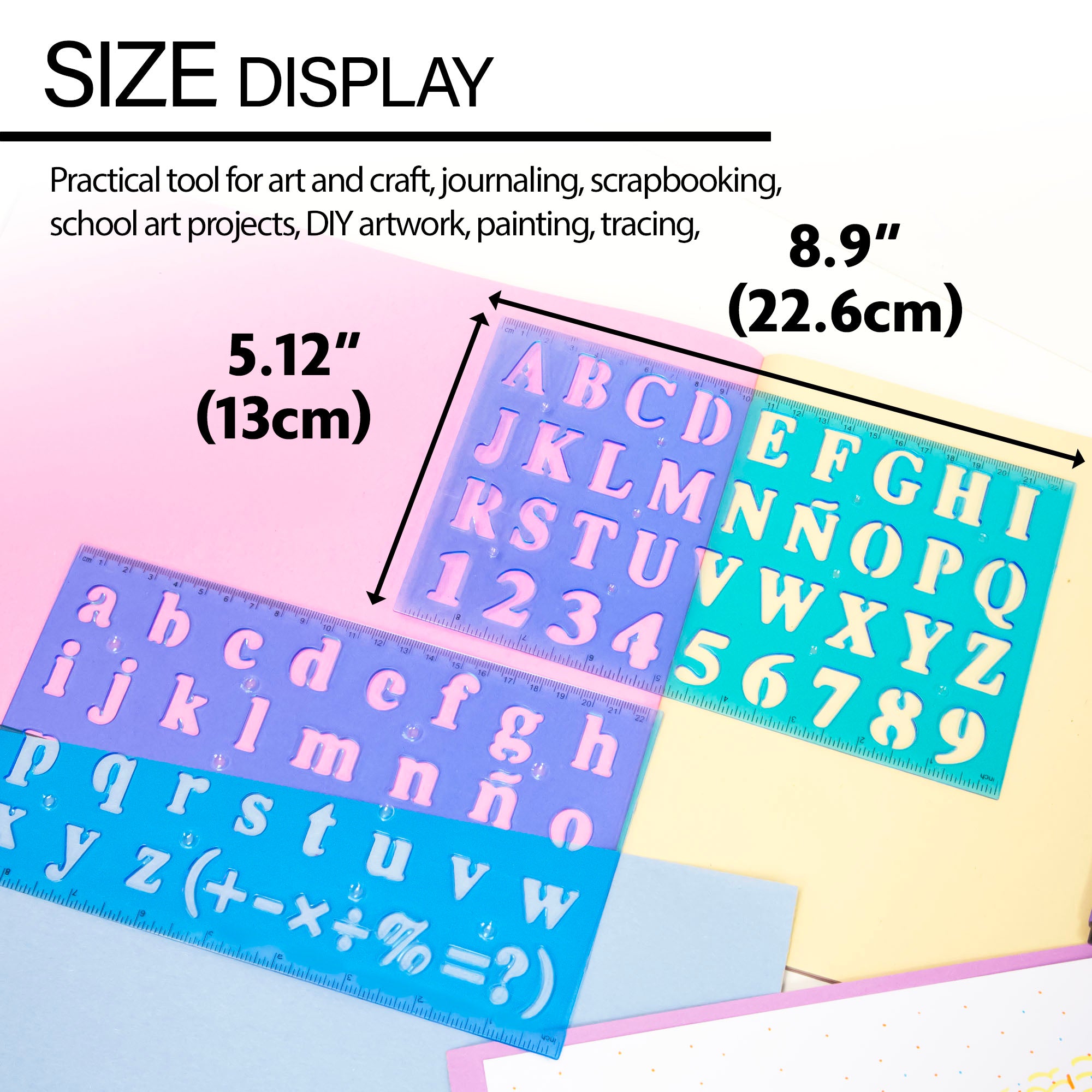 Lettering Stencil Ruler Set, 20 mm, 2 Pack